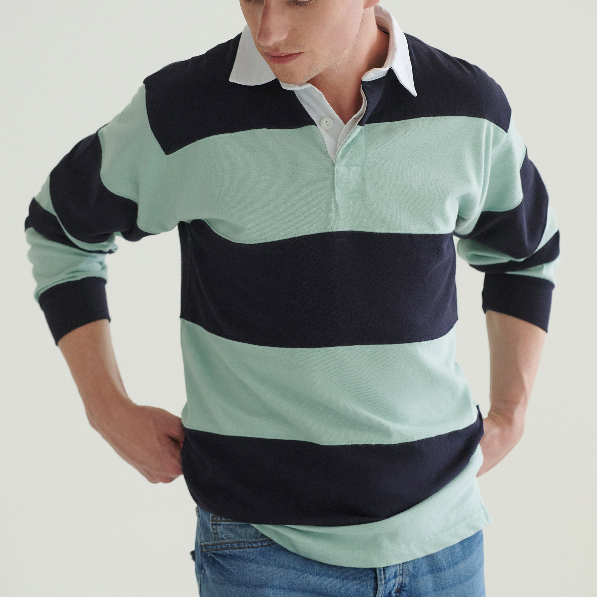 Sewn Stripe Long Sleeve Rugby Shirt