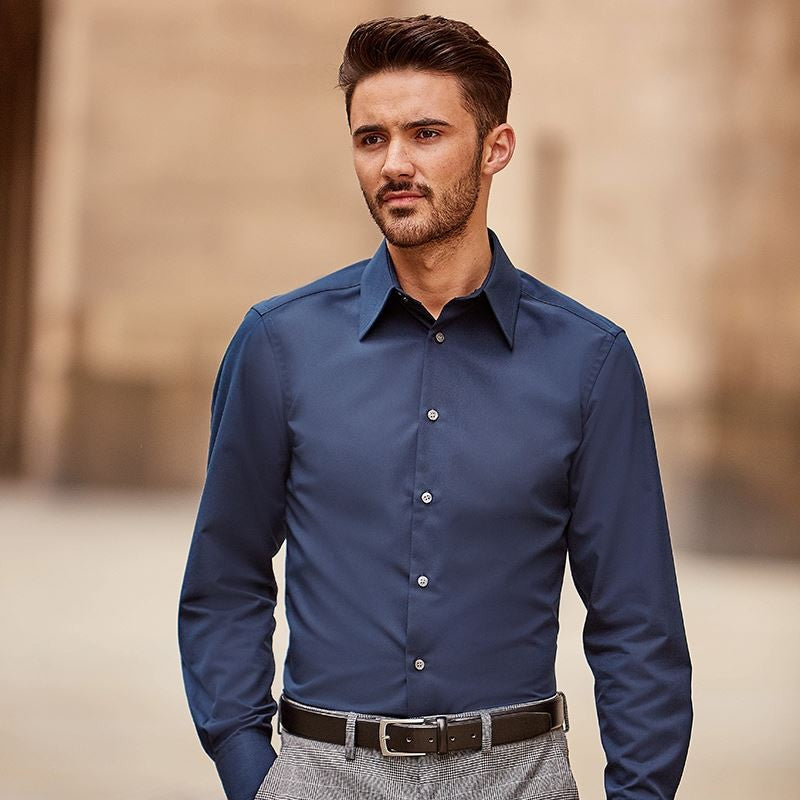 Mens Long Sleeve Tencel Fitted Shirt