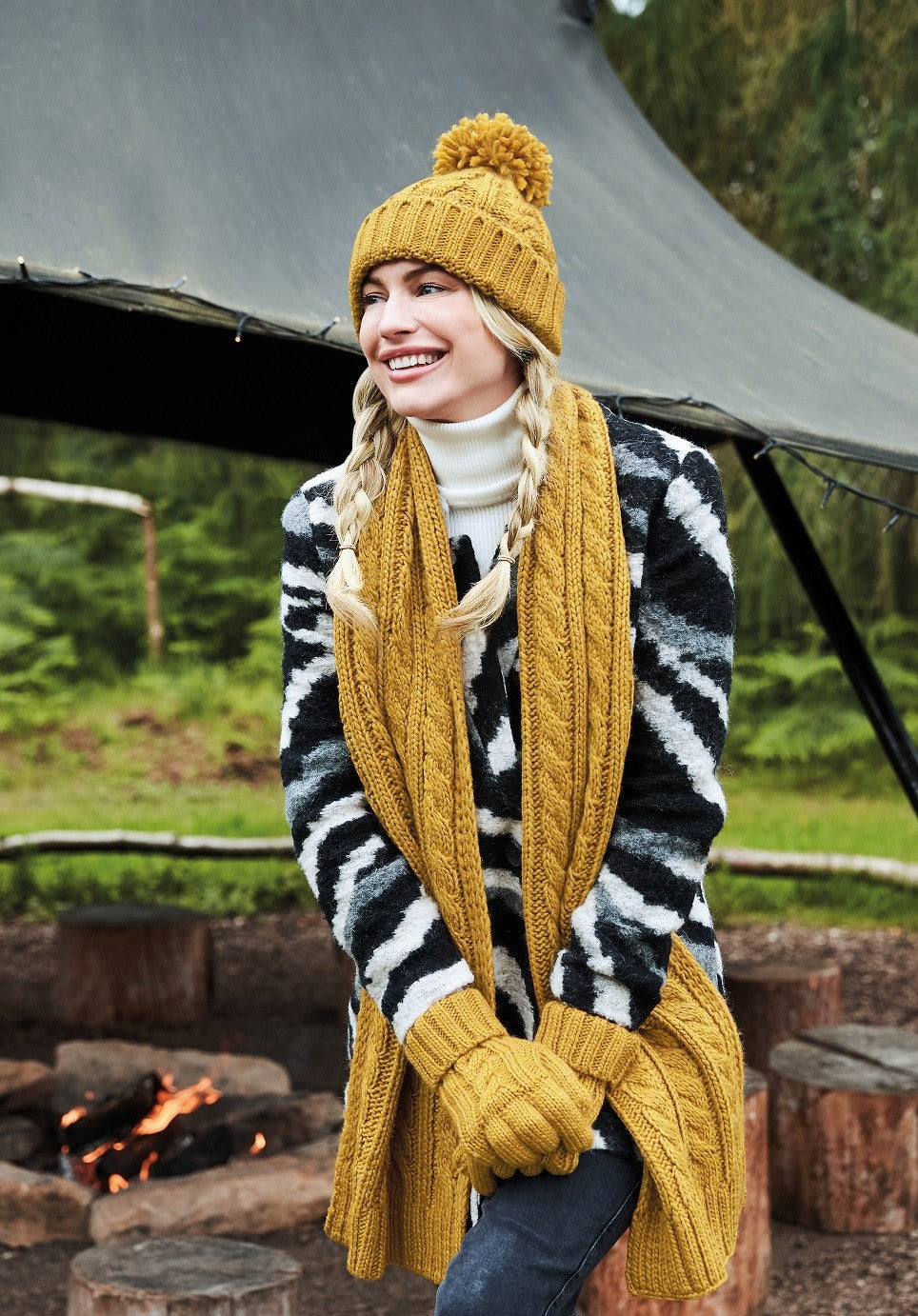 Cable Knit Melange Scarf