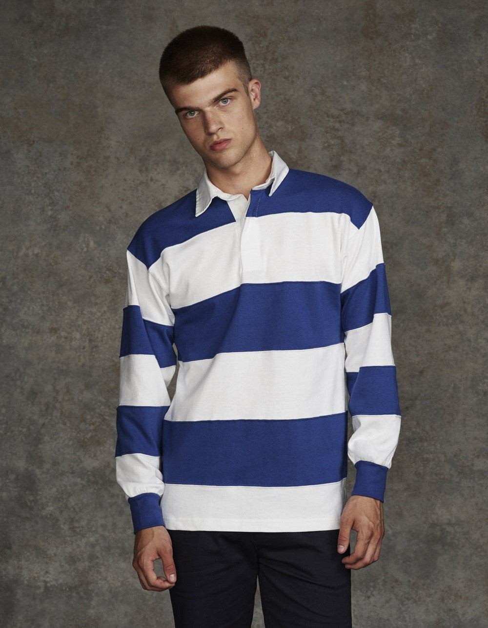 Sewn Stripe Long Sleeve Rugby Shirt