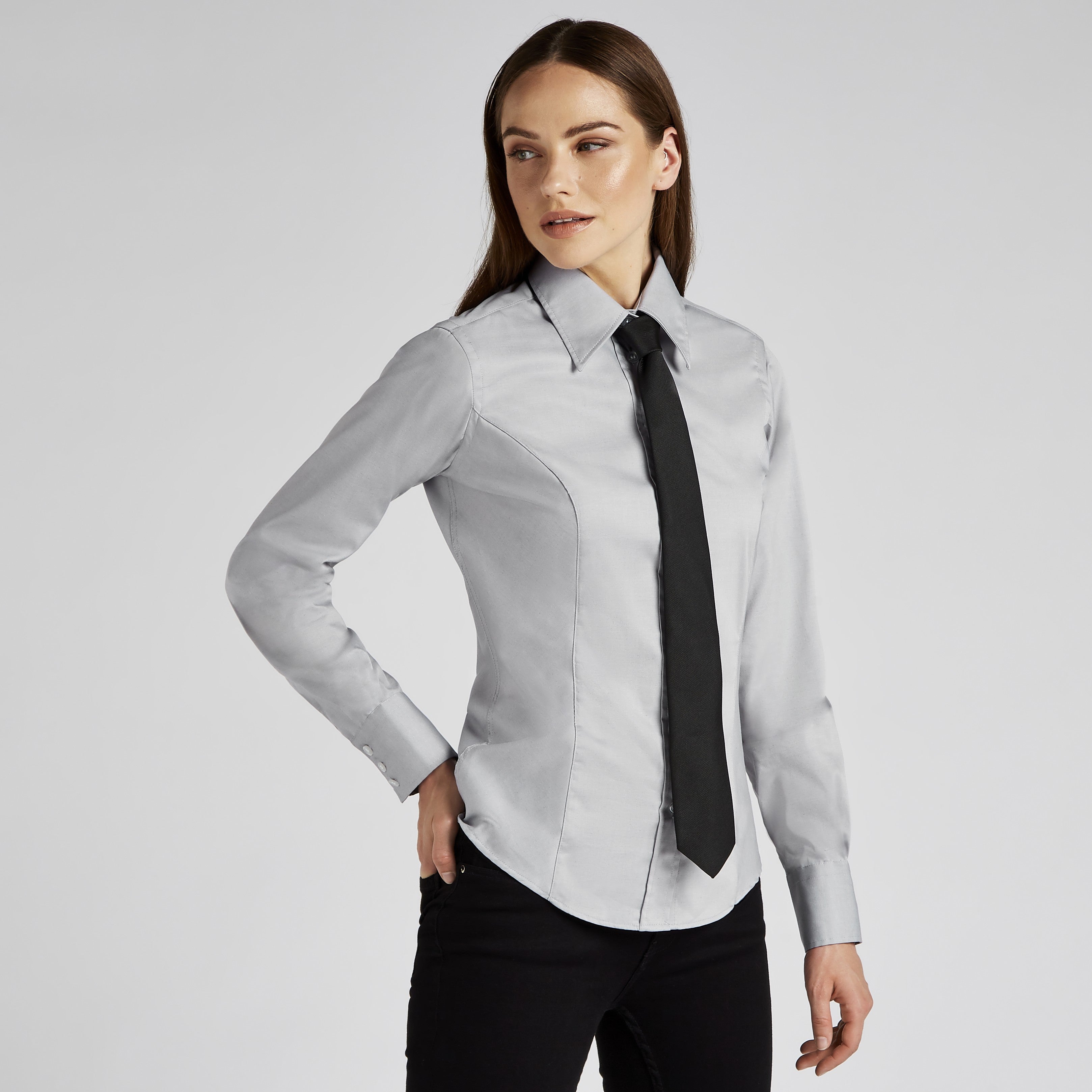 Ladies Long Sleeved Tailored Fit Oxford Shirt