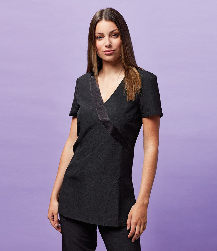 'Rose' Beauty And Spa Wrap Satin Trim Tunic