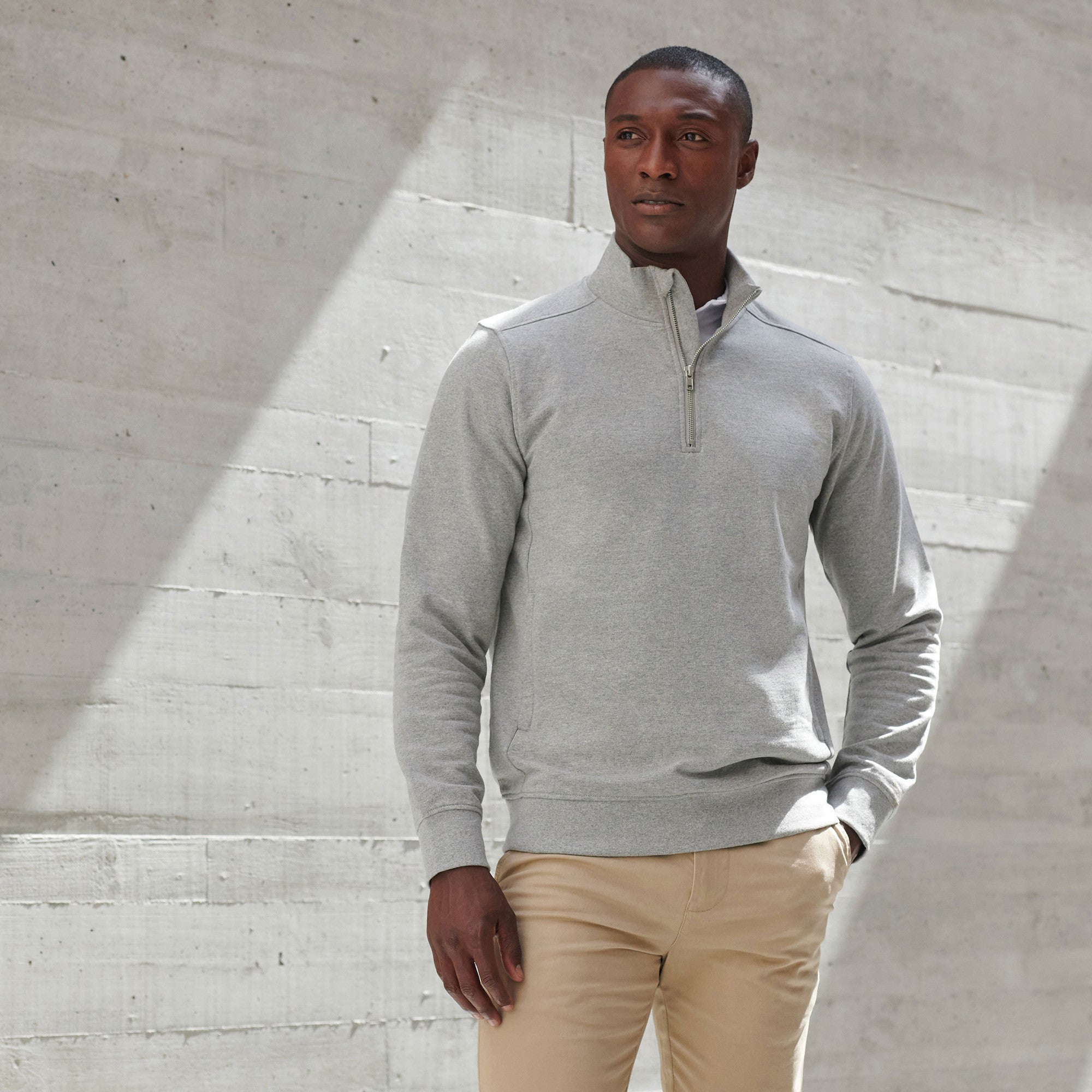 Unisex Sustainable Quarter Zip Sweatshirt | HEATHER GREY