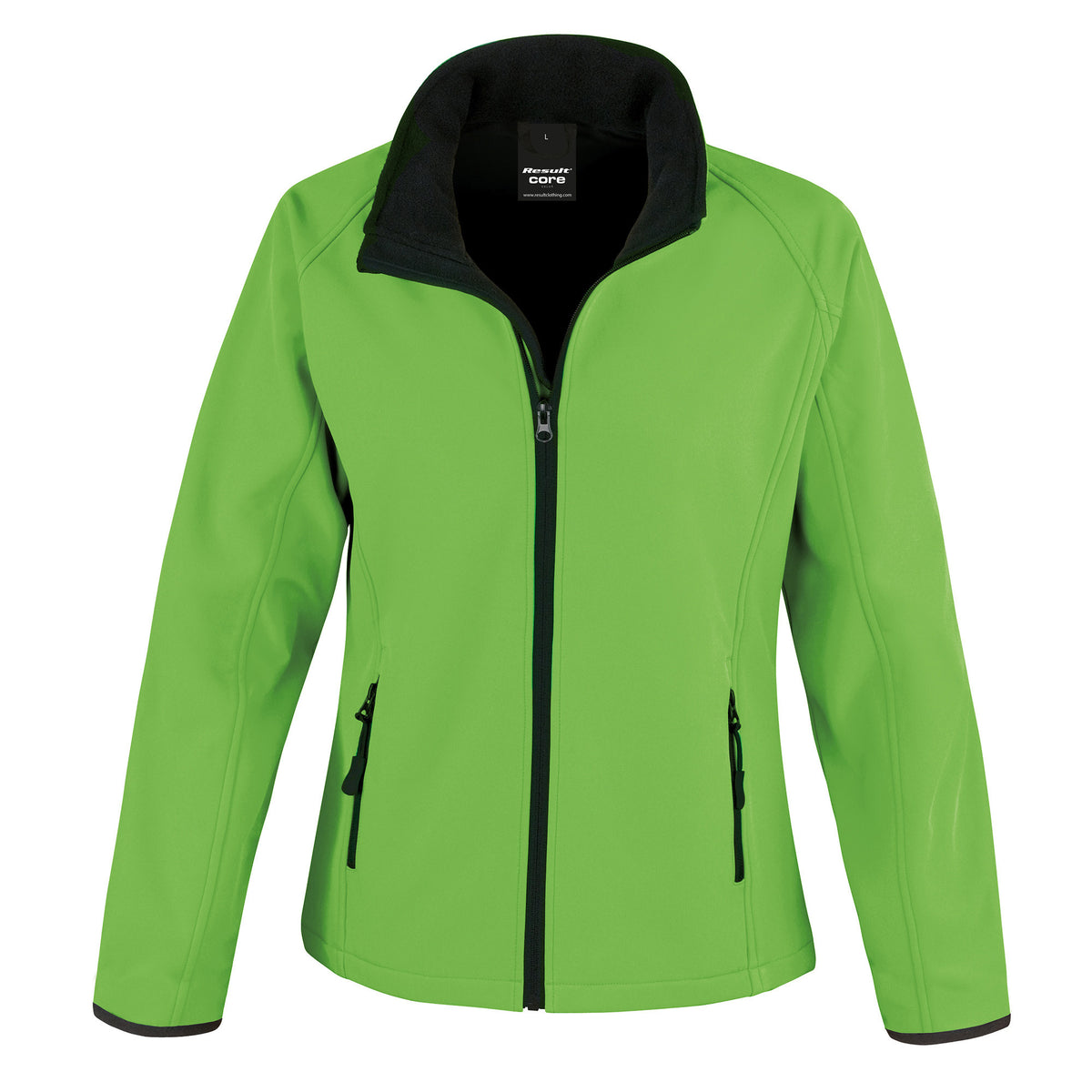 Womens Core Printable Softshell Jacket | VIVID GREEN/BLACK
