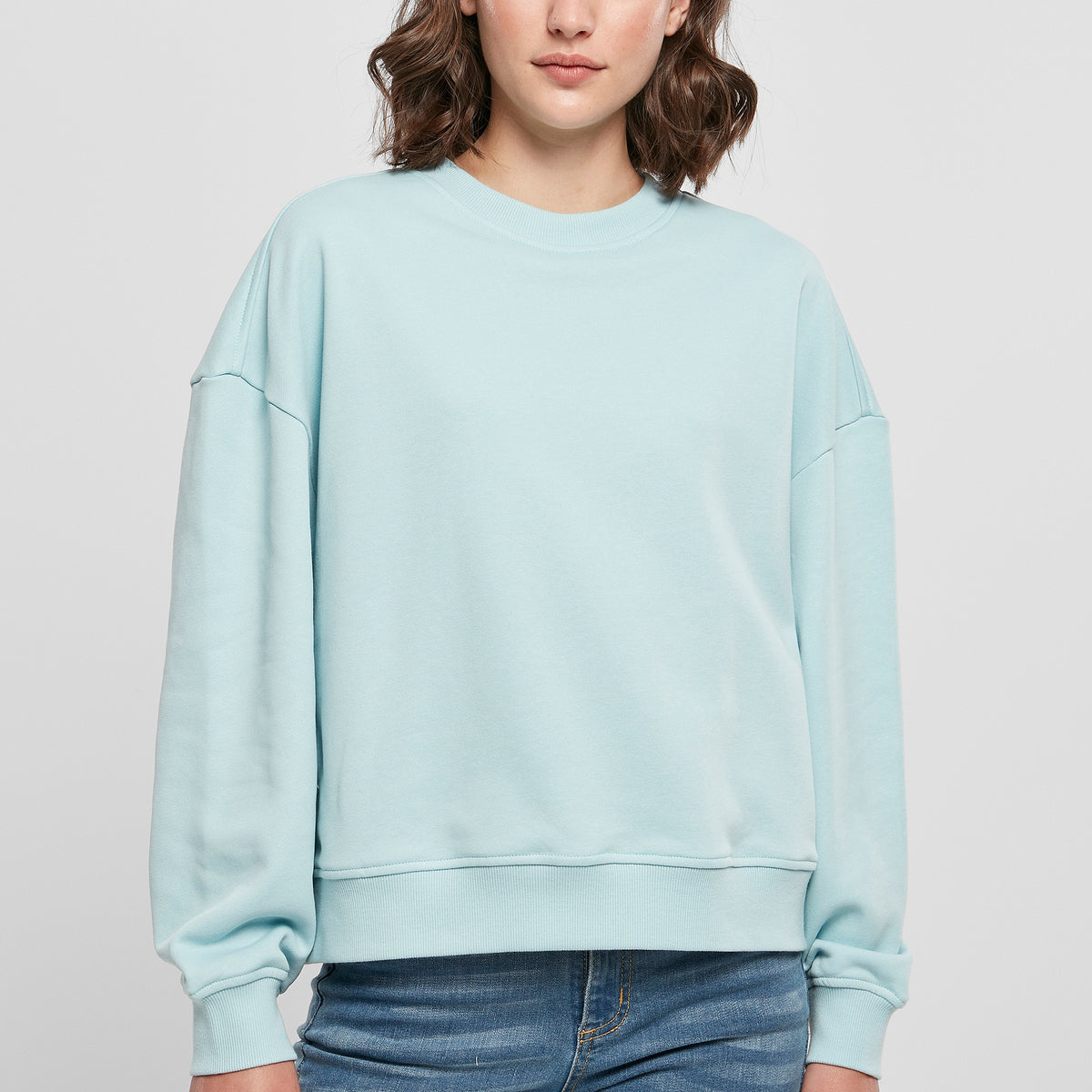 Womens Oversized Crew Neck Sweatshirt | LIGHT NAVY