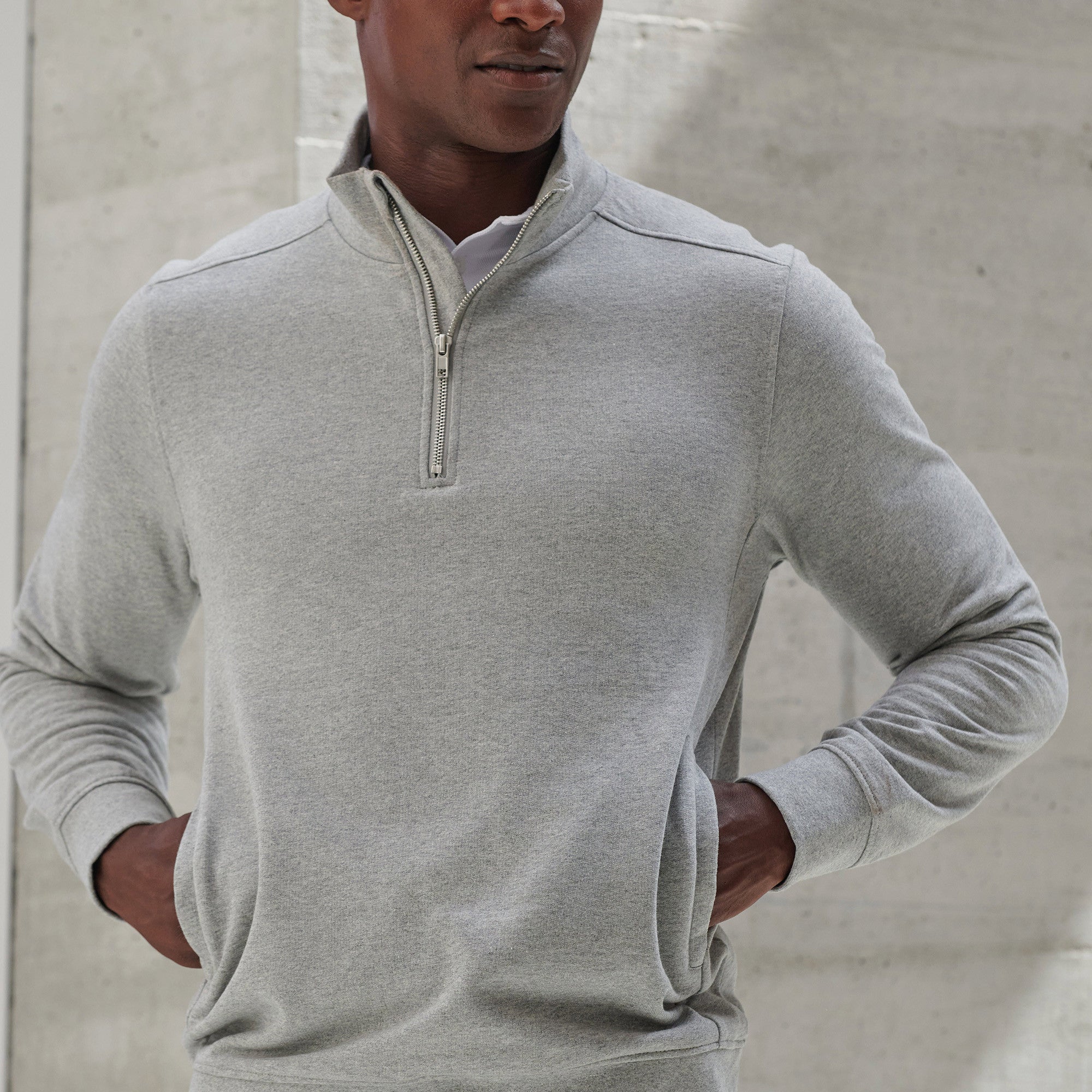 Unisex Sustainable Quarter Zip Sweatshirt | HEATHER GREY