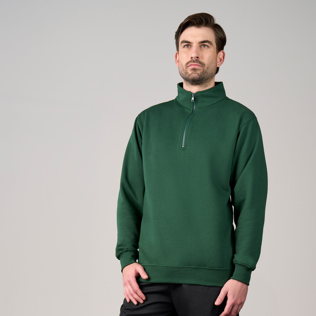 Pro Quarter Neck Zip Sweatshirt | BOTTLE GREEN