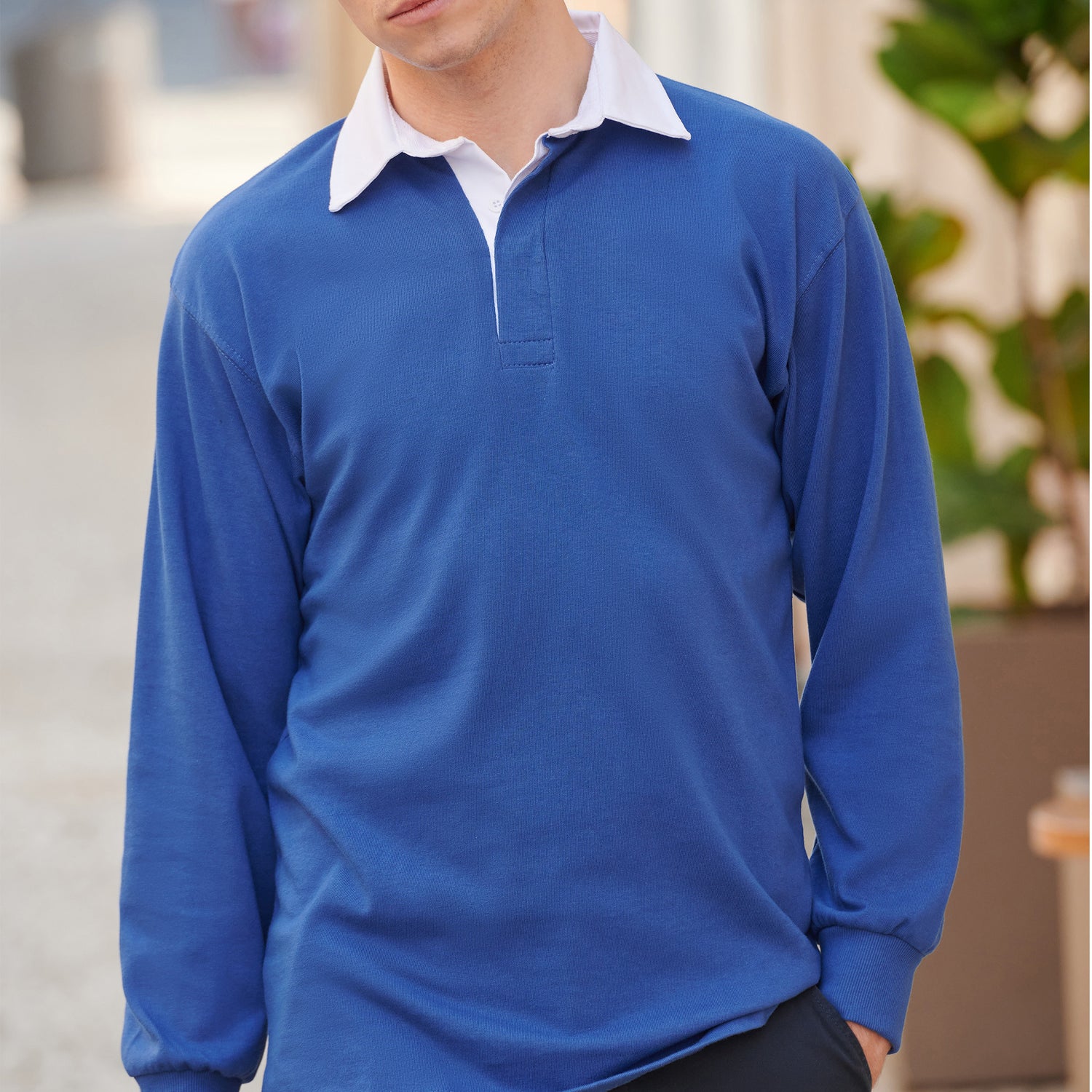Long Sleeve Classic Rugby Shirt | NAVY/WHITE