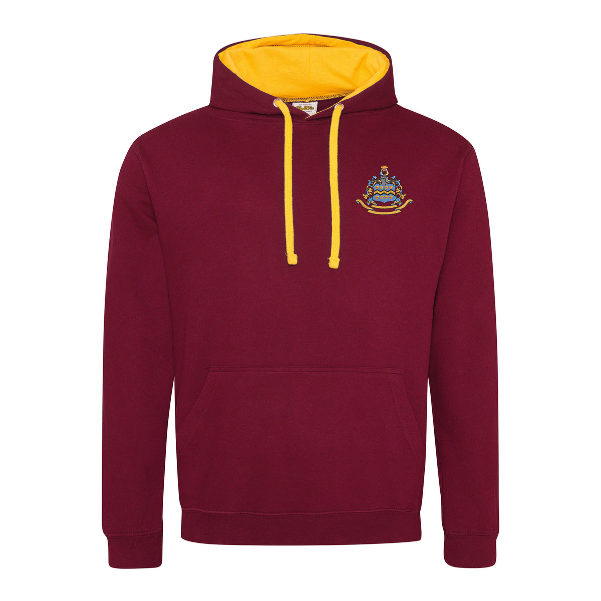 Pocklington Varsity Hoodie - Crest Only | BURGUNDY/GOLD