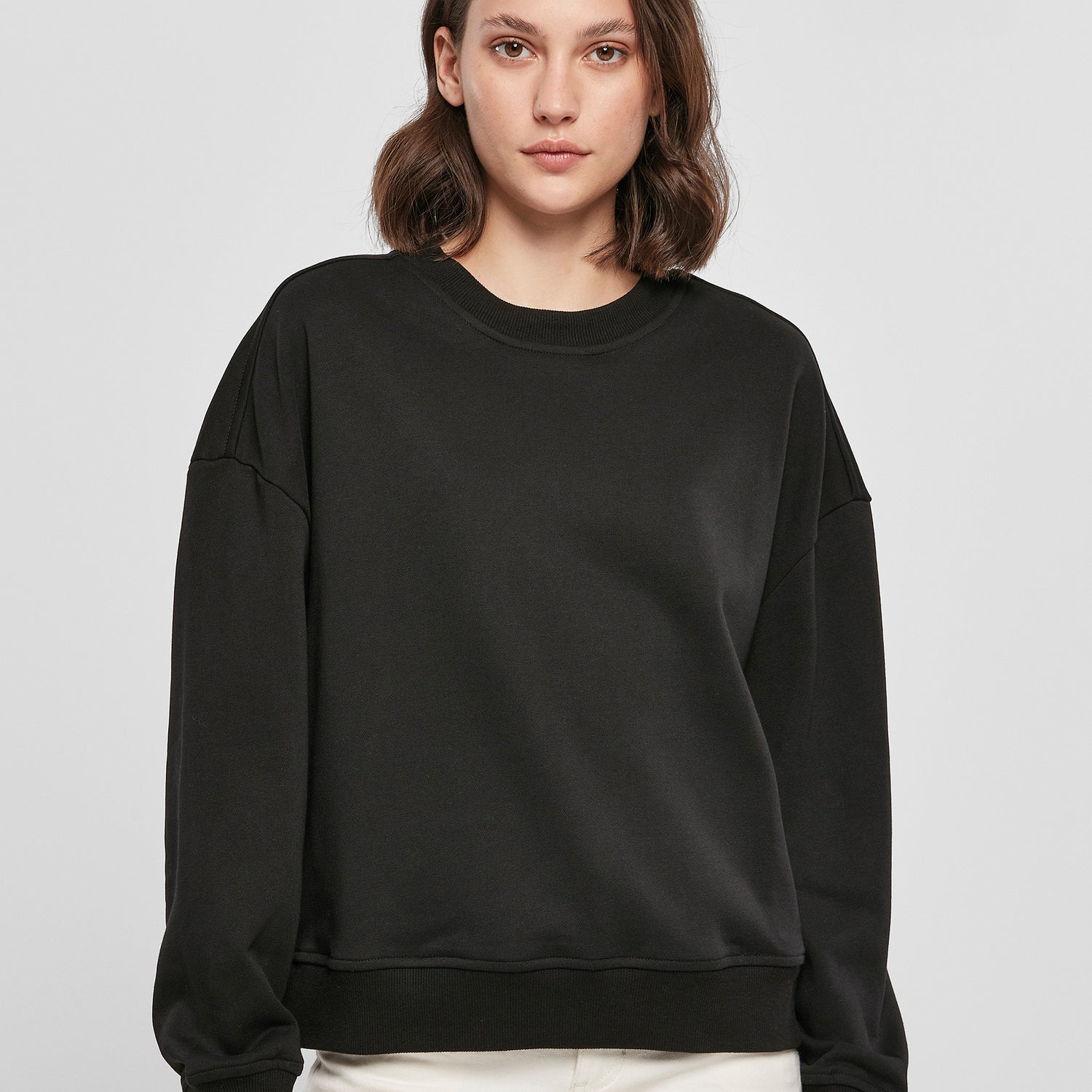 Womens Oversized Crew Neck Sweatshirt | BLACK