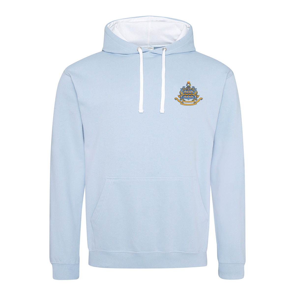 Pocklington Varsity Hoodie - Crest Only | SKY BLUE/ARCTIC WHITE
