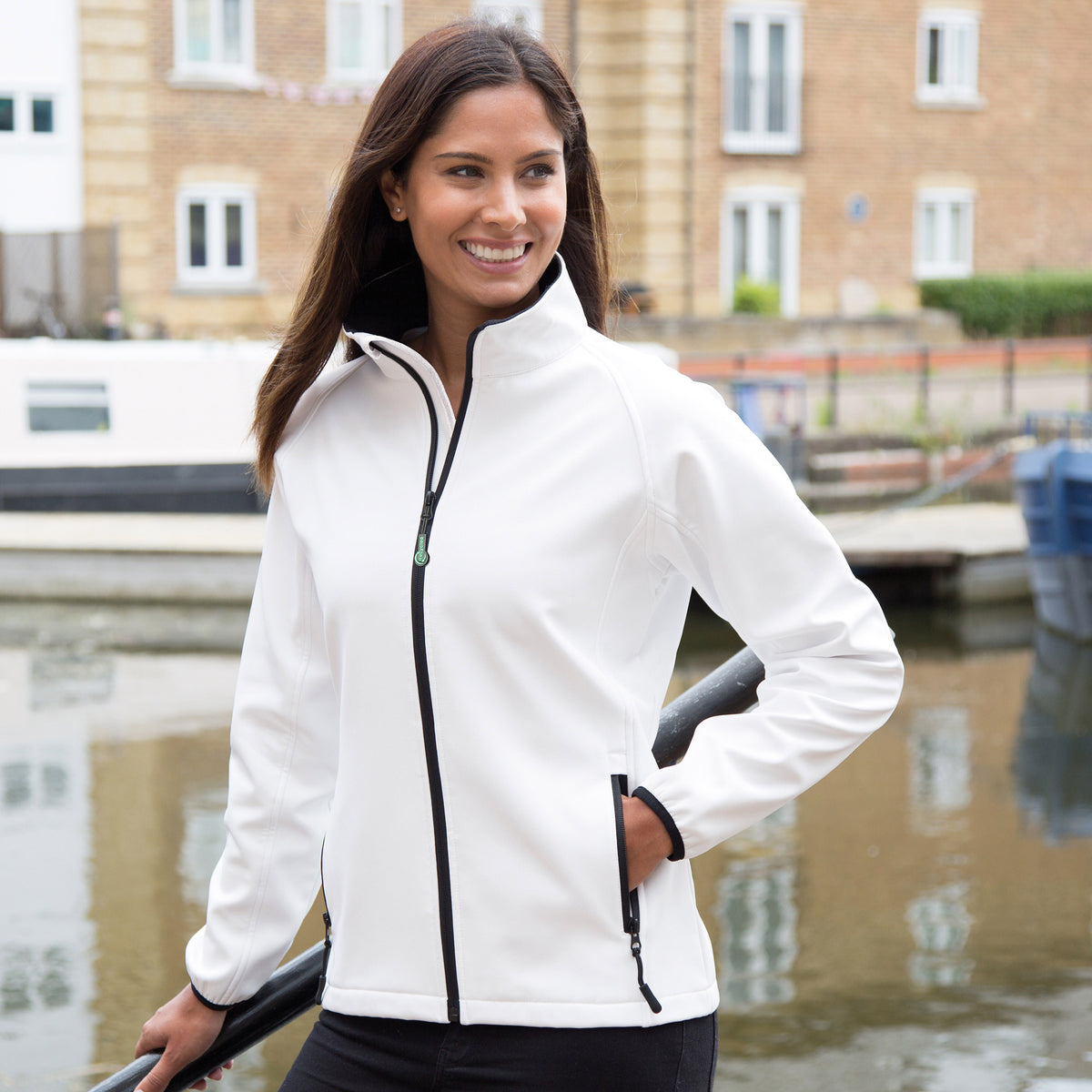 Womens Core Printable Softshell Jacket | BLACK/ORANGE