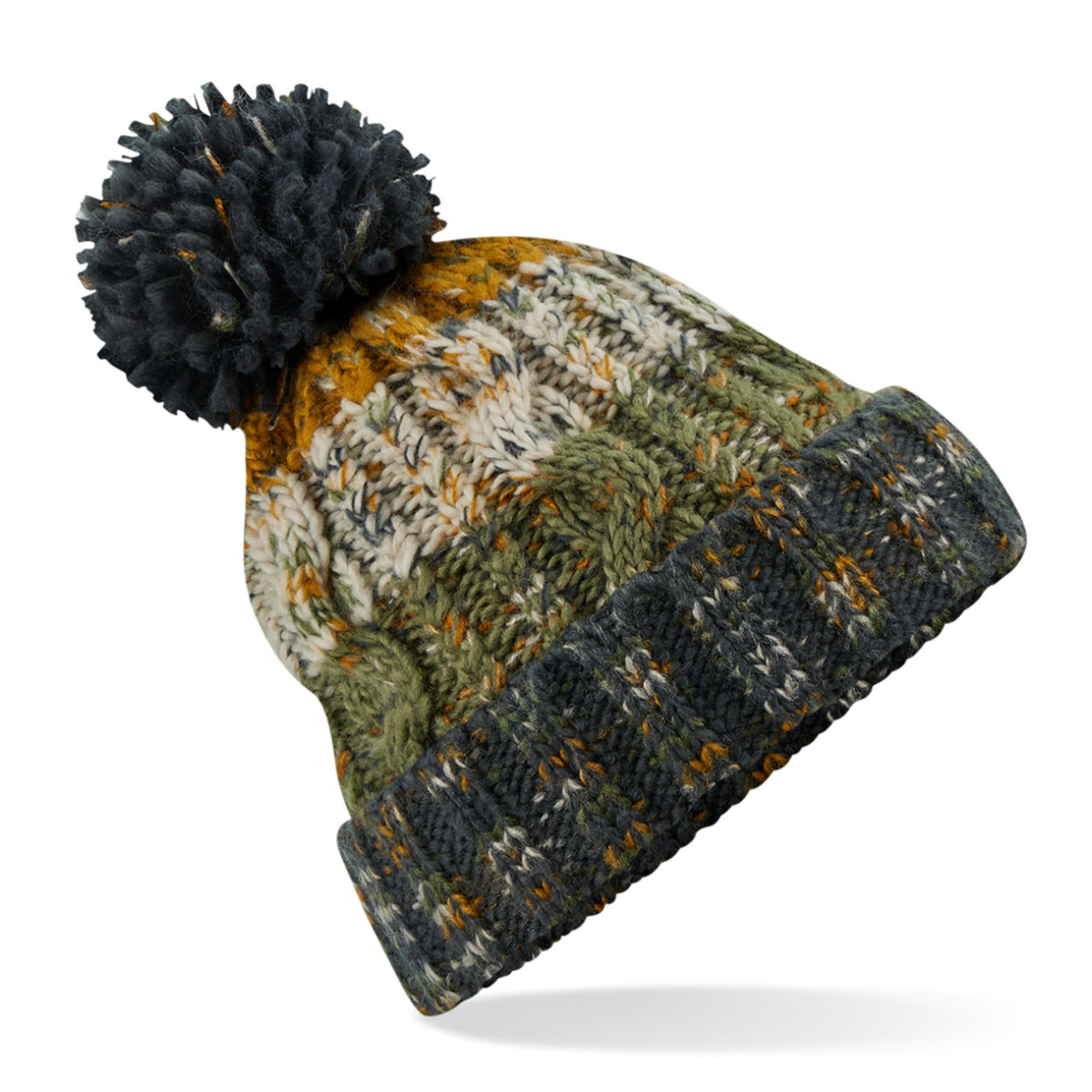 Corkscrew Pom Pom Beanie | AUTUMN MOSS