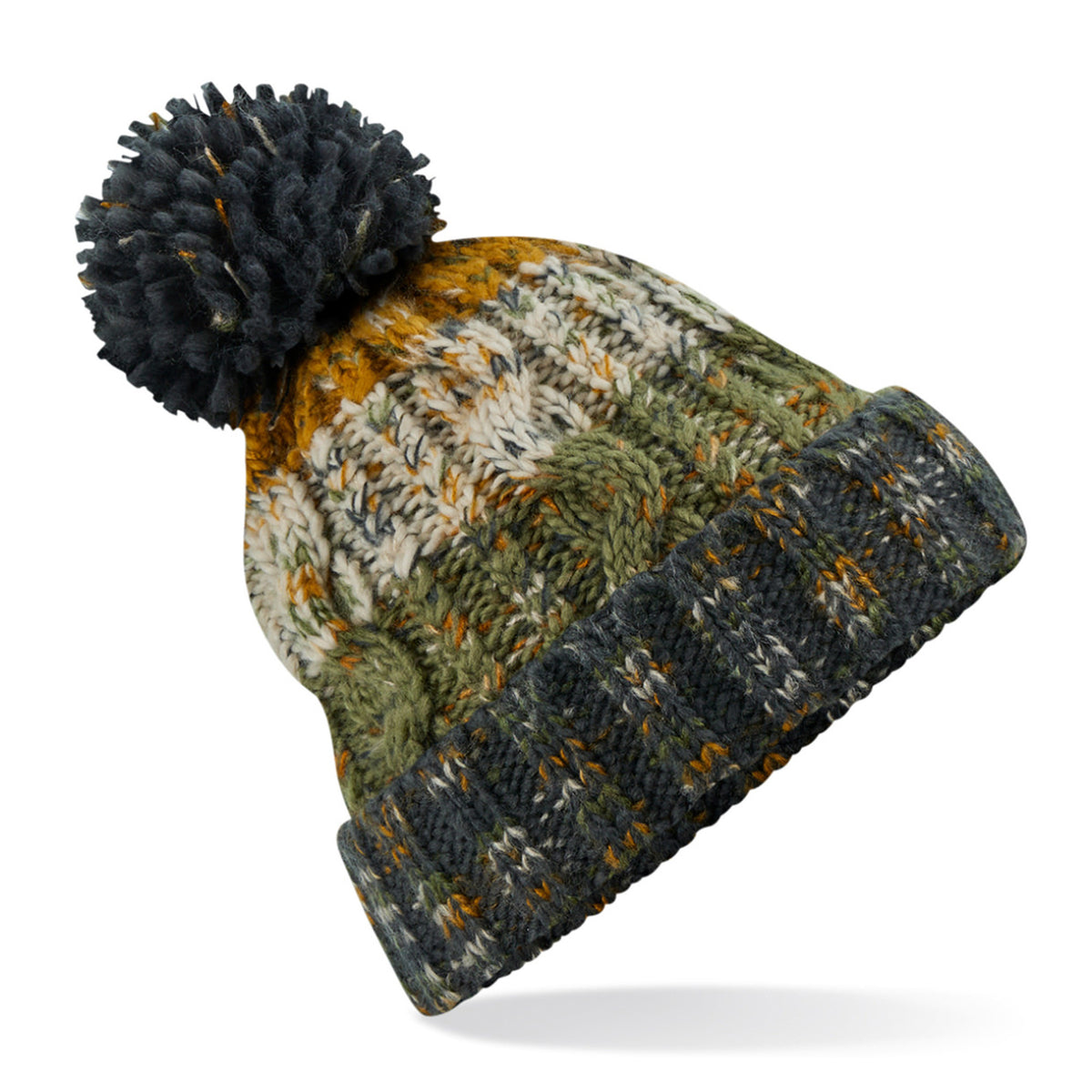 Corkscrew Pom Pom Beanie | AUTUMN MOSS