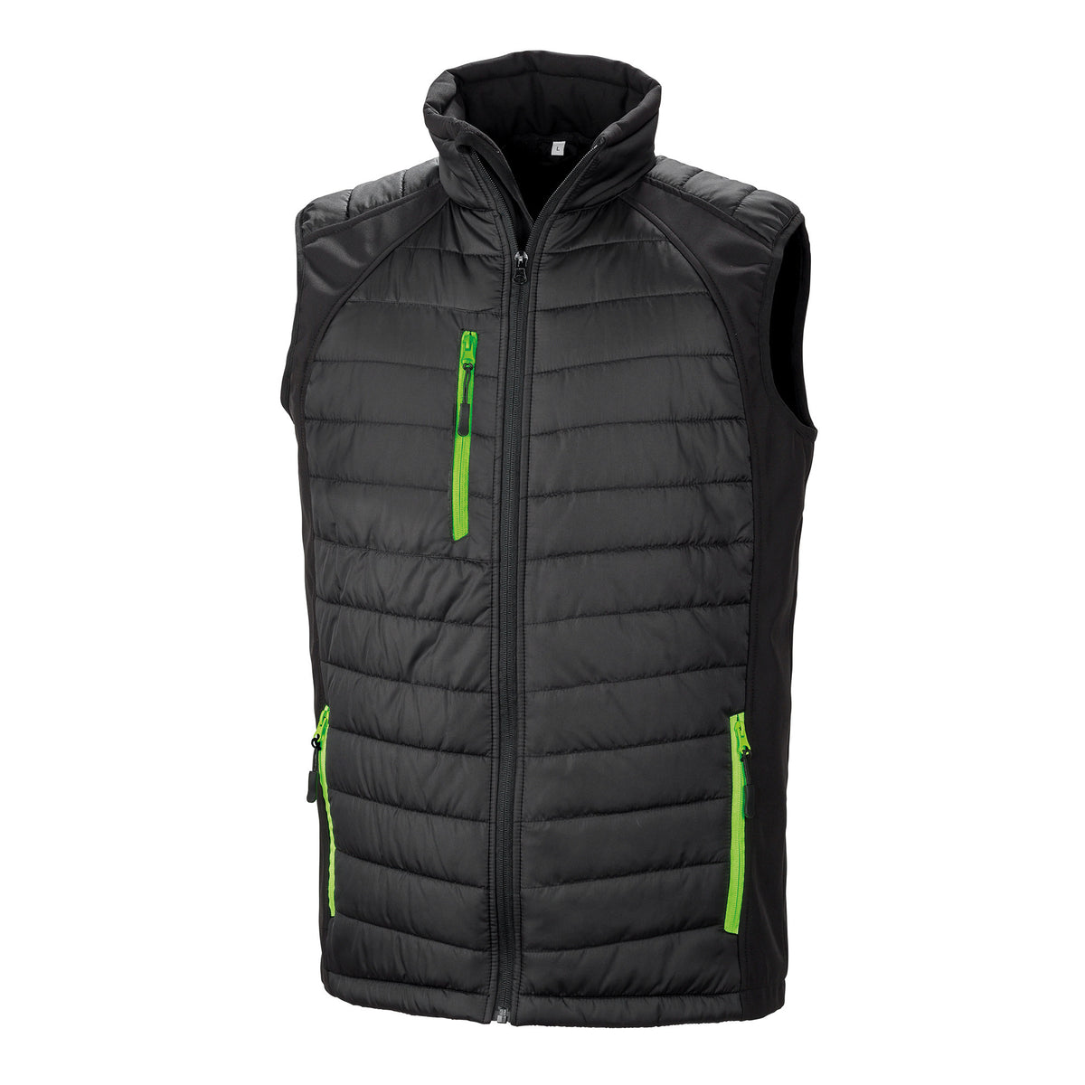 Compass Padded Gilet | BLACK/LIME