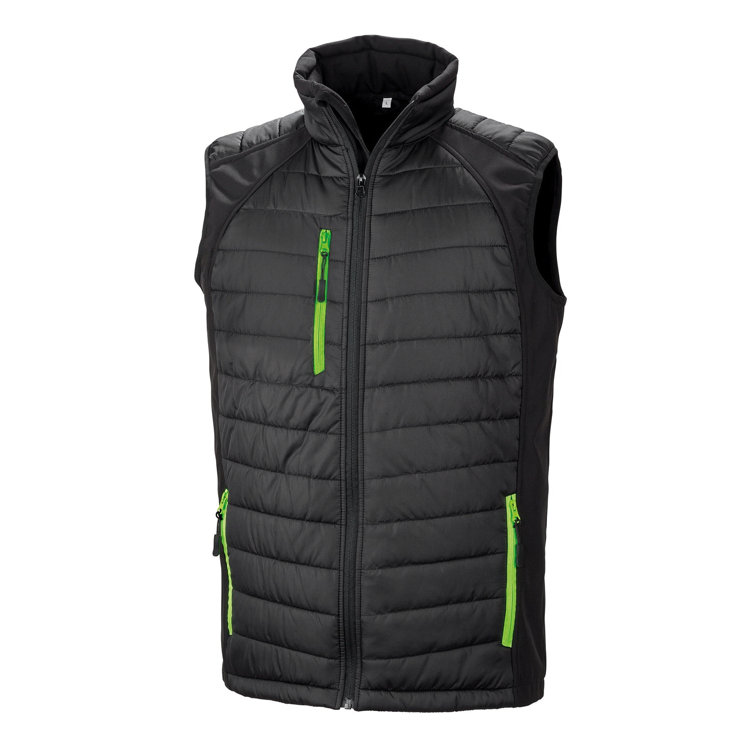 Compass Padded Gilet | BLACK/LIME
