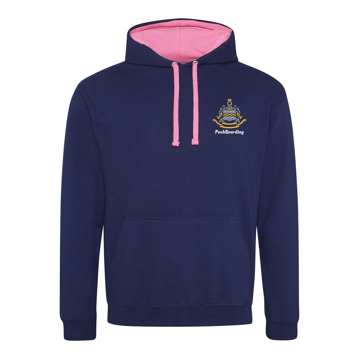 Pocklington Varsity Hoodie - PockBoarding | OXFORD NAVY/CANDYFLOSS PINK