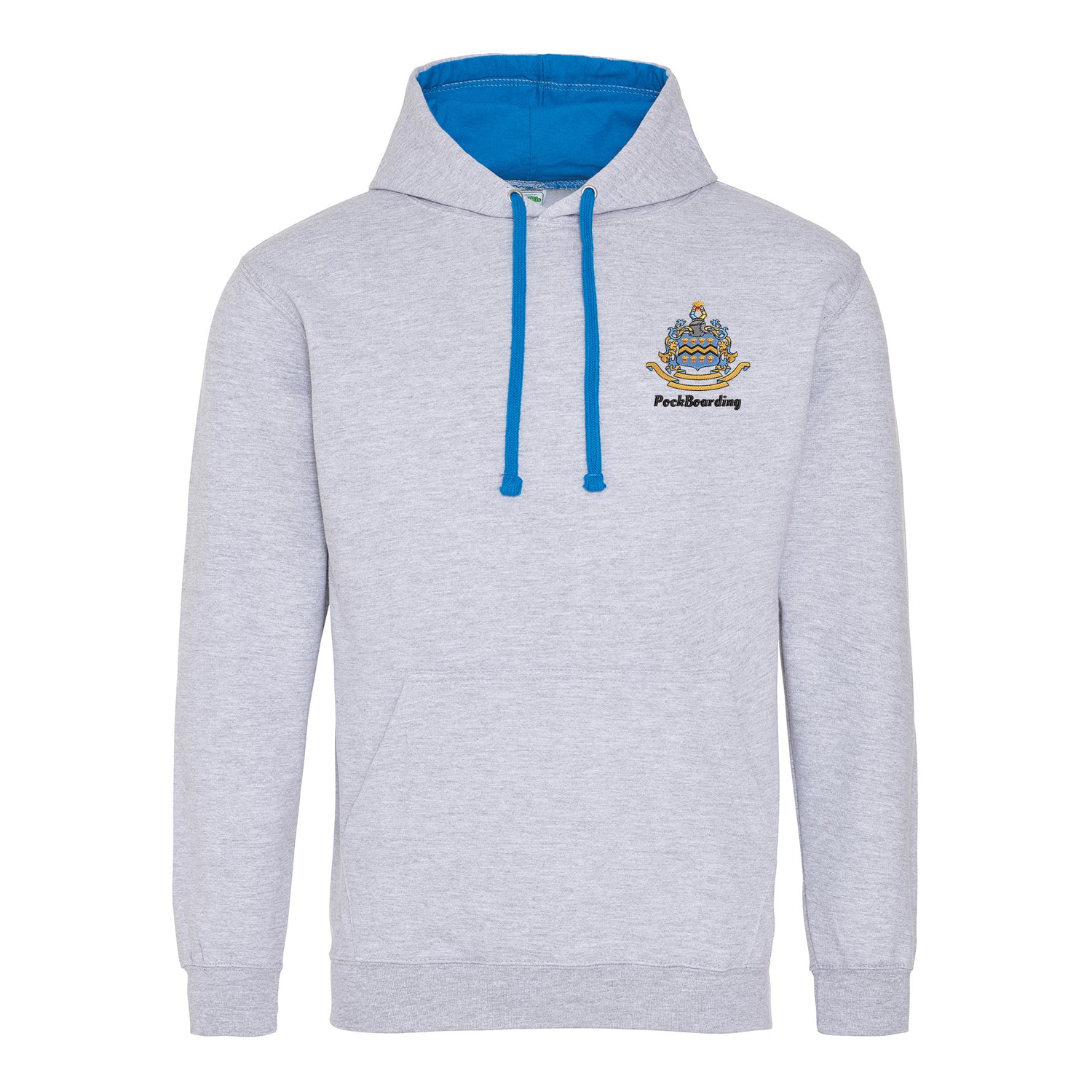 Pocklington Varsity Hoodie - PockBoarding | HEATHER GREY/SAPPHIRE BLUE