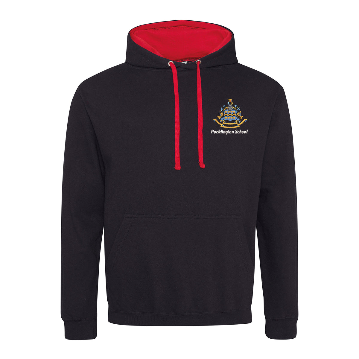 Pocklington Varsity Hoodie - Pocklington School | JET BLACK/FIRE RED