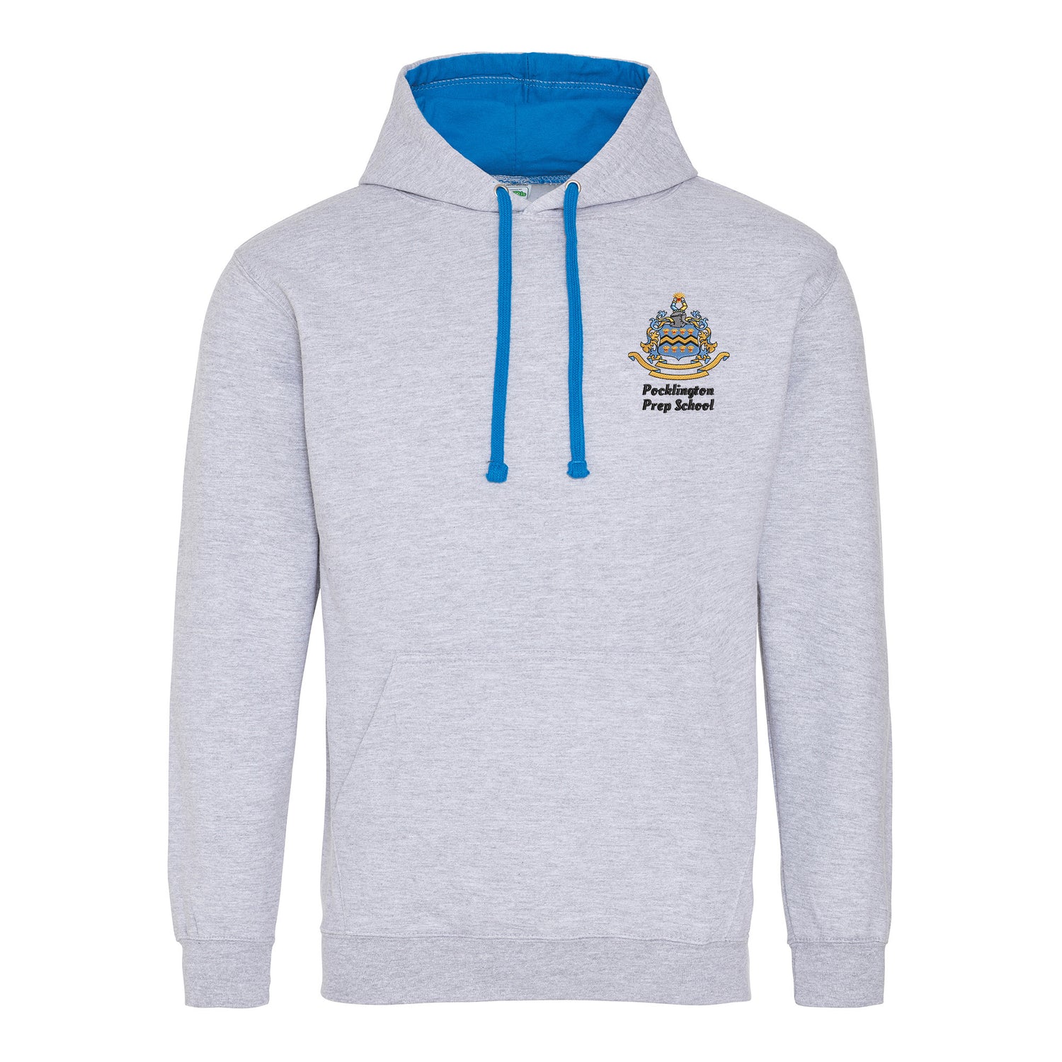 Pocklington Varsity Hoodie - Prep School | HEATHER GREY/SAPPHIRE BLUE