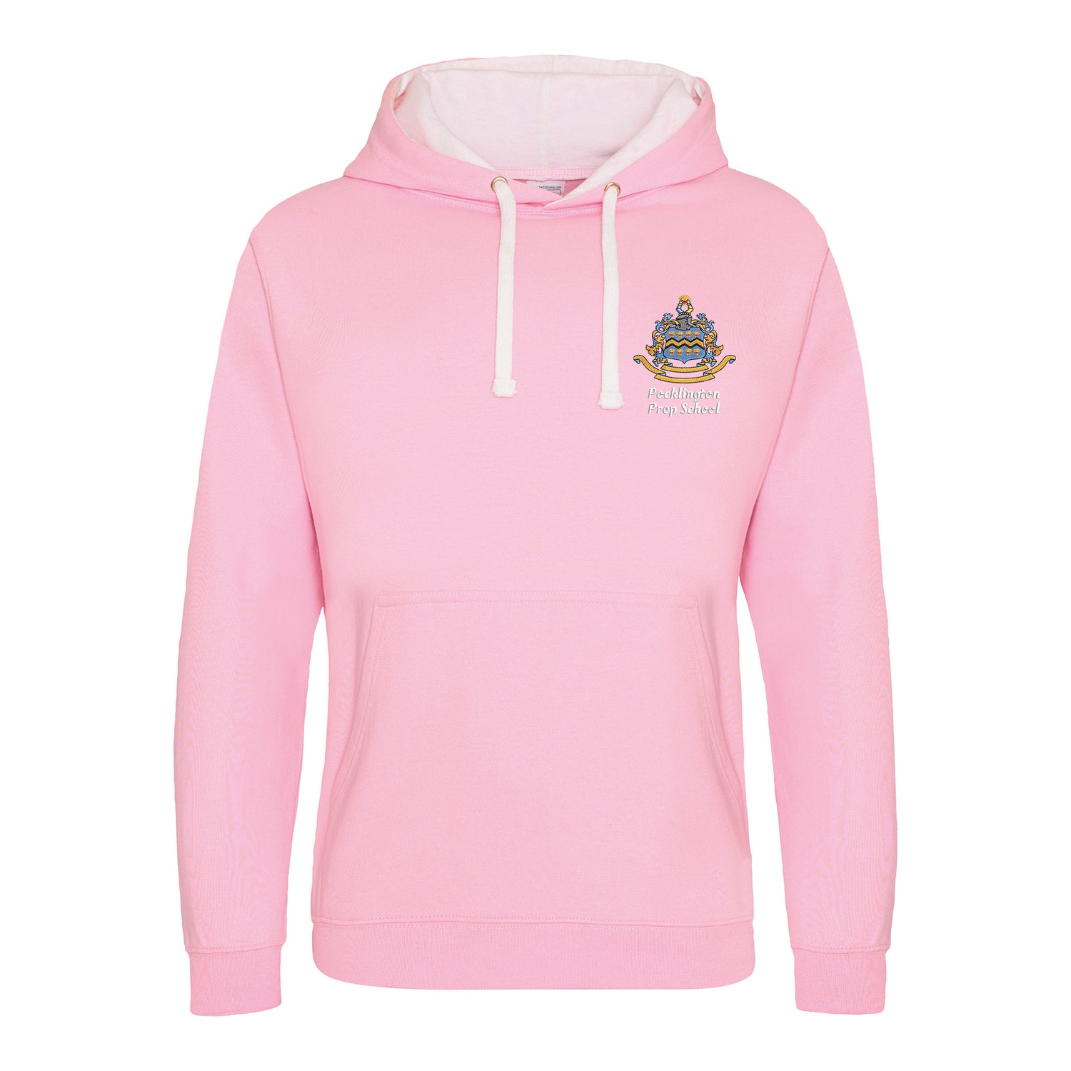 Pocklington Varsity Hoodie - Prep School | BABY PINK/ARCTIC WHITE