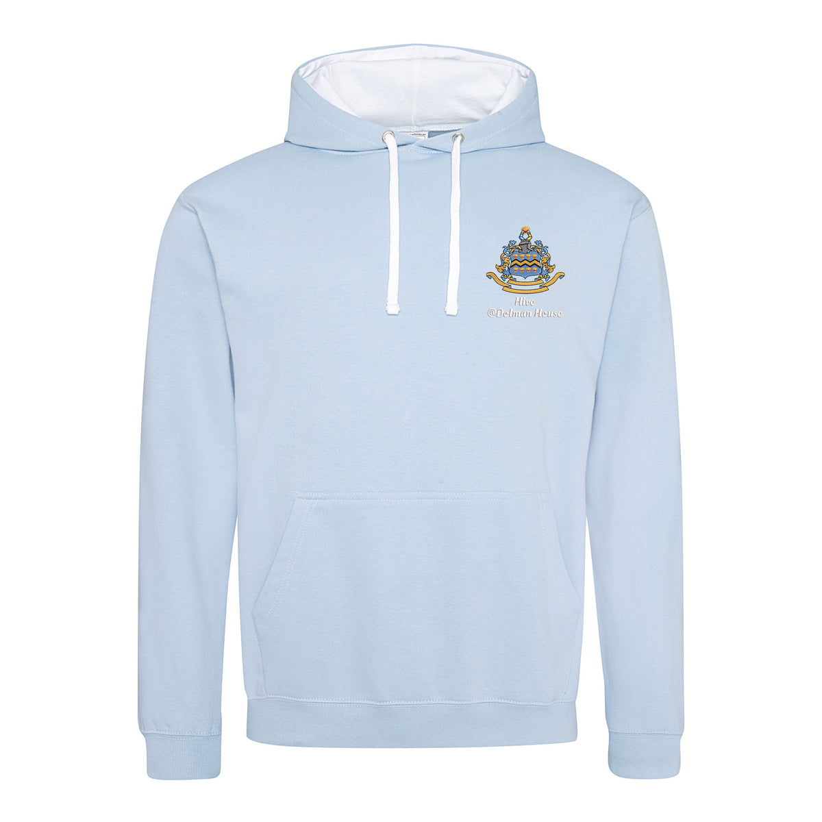 Pocklington Varsity Hoodie - Hive at Dolman | SKY BLUE/ARCTIC WHITE