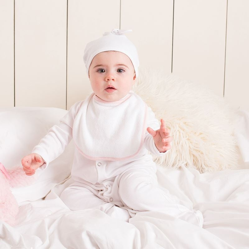 Terry Towelling Bib | WHITE/PALE PINK