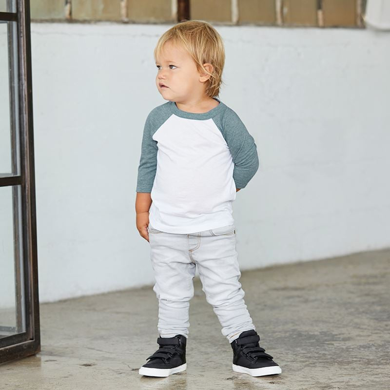 Toddler 3/4 Sleeve Baseball Tee | WHITE/BLACK