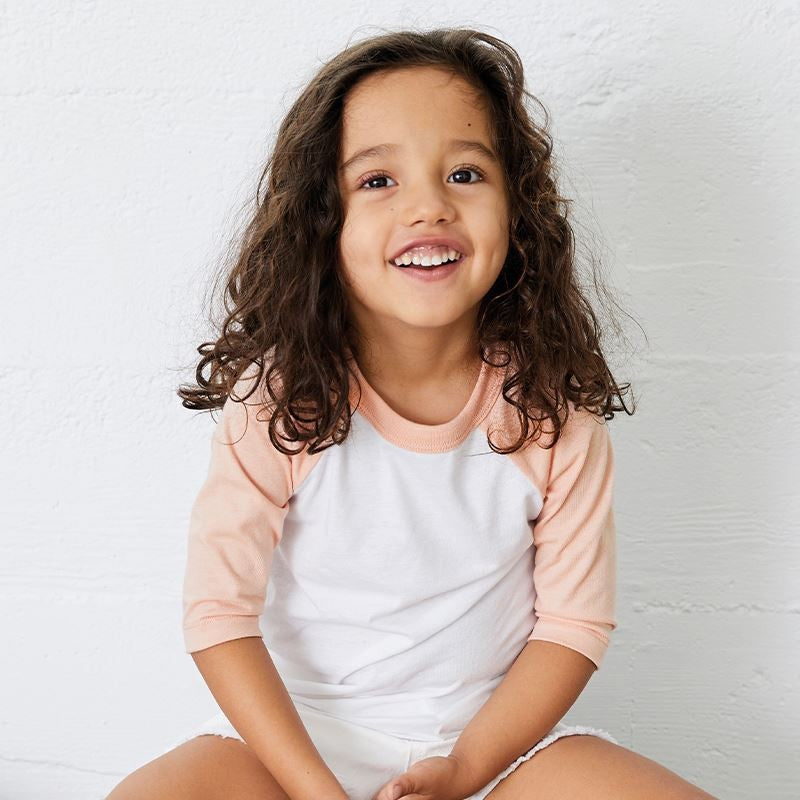 Toddler 3/4 Sleeve Baseball Tee | WHITE/DENIM
