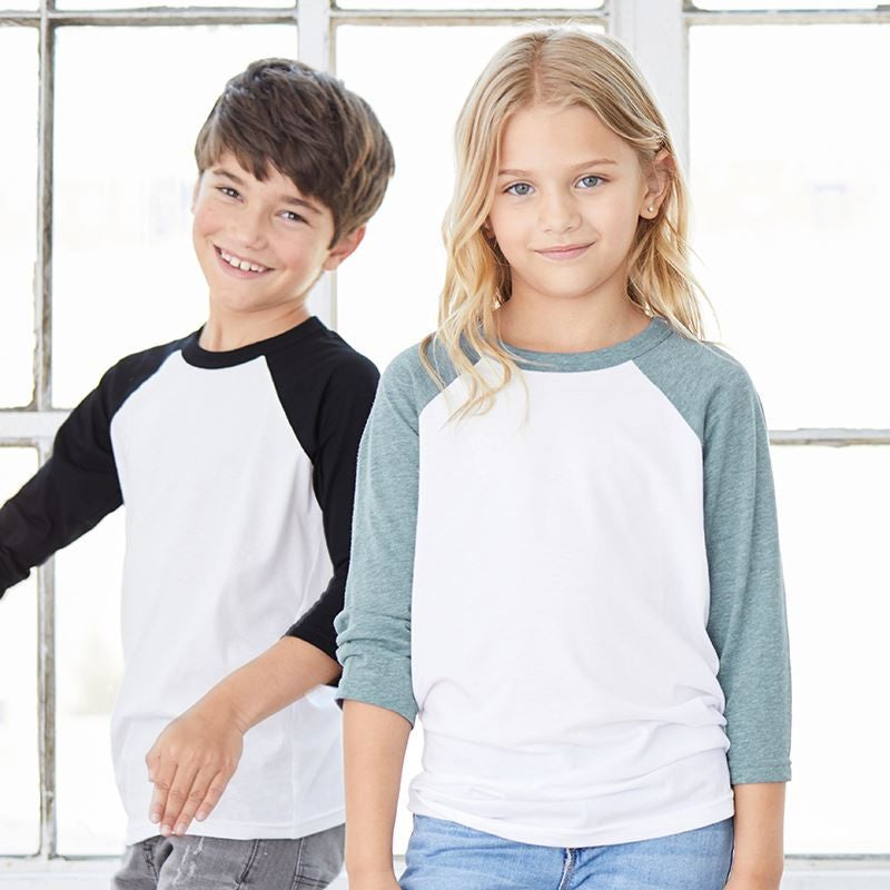 Youth 3/4 Sleeve Baseball Tee | WHITE/DENIM
