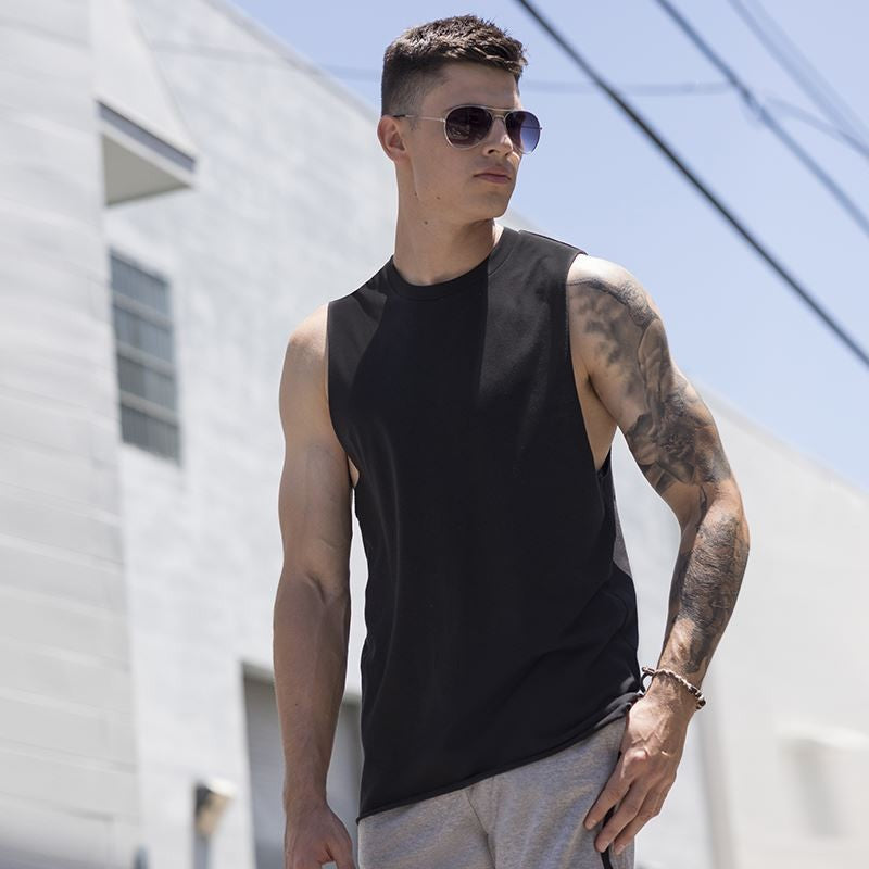 High Neck Slash Armhole Vest | HEATHER GREY