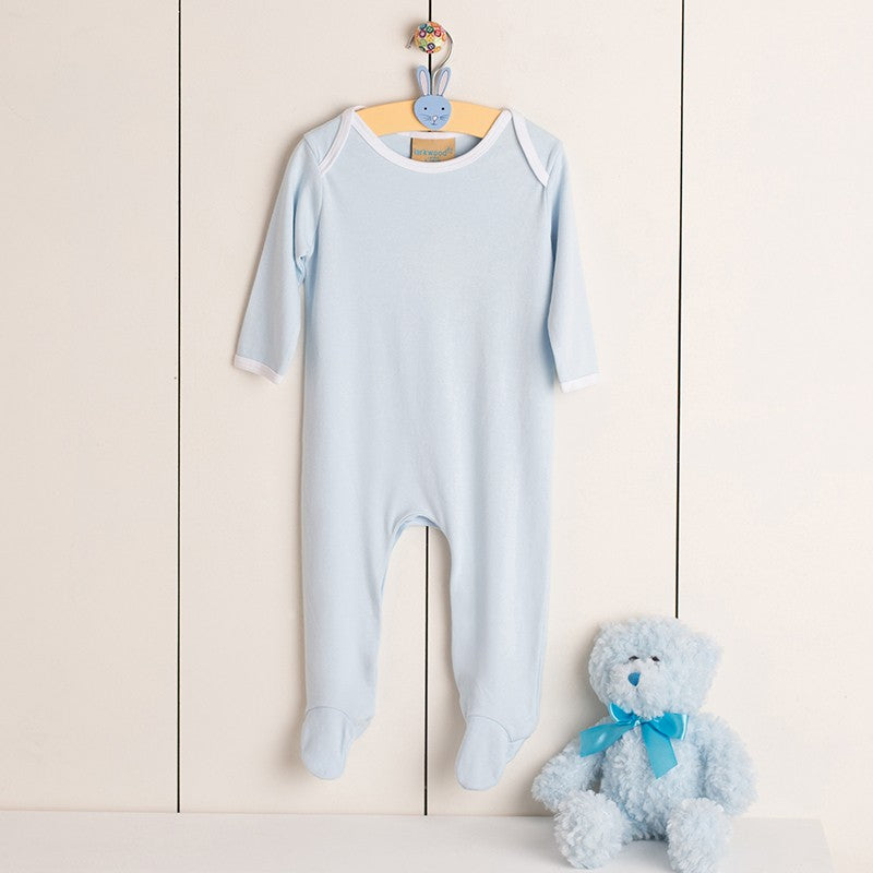 Contrast Long Sleeve Sleepsuit | PALE BLUE/WHITE