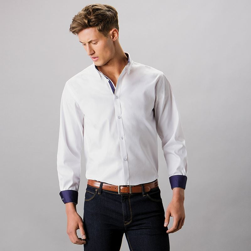 Contrast Premium Oxford Shirt | WHITE/NAVY