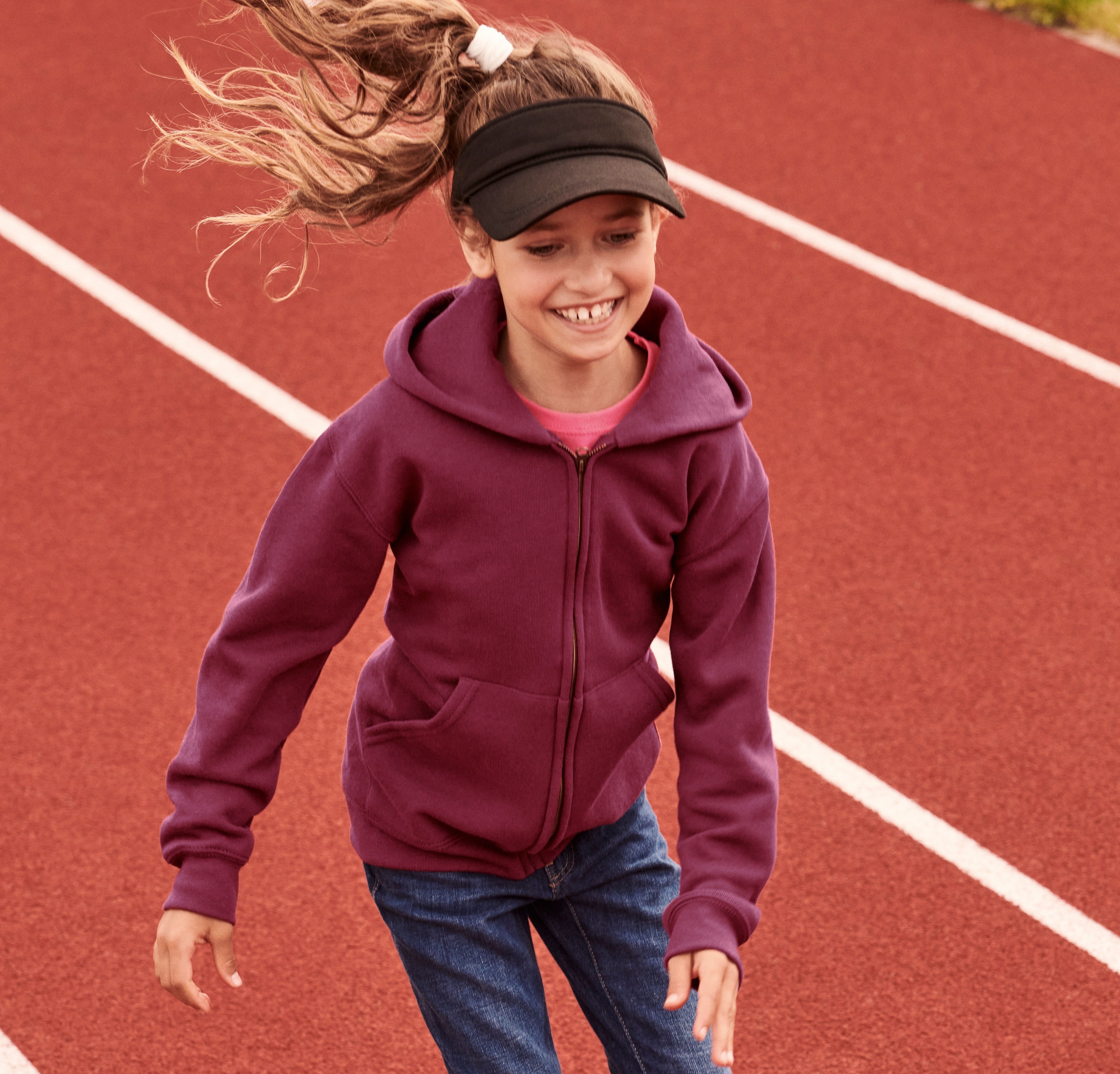 Kids Zip Through Hooded Sweat | RED