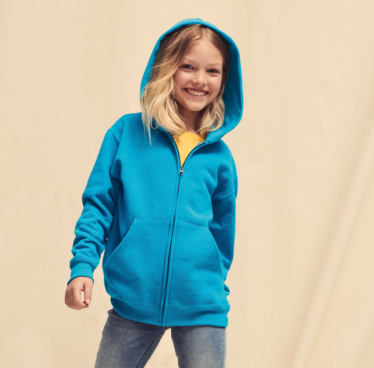 Kids Zip Through Hooded Sweat | AZURE BLUE