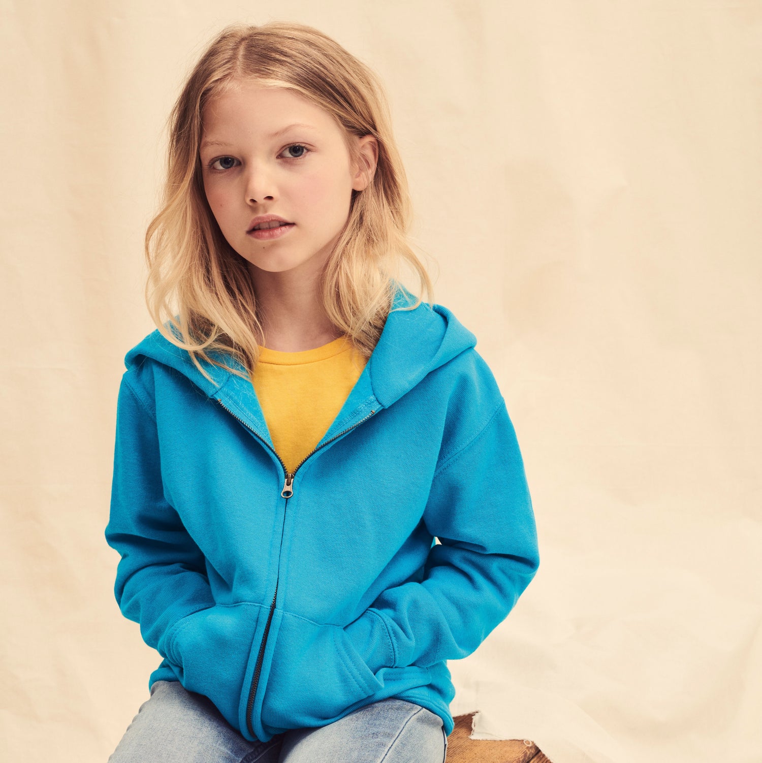Kids Zip Through Hooded Sweat | BOTTLE GREEN