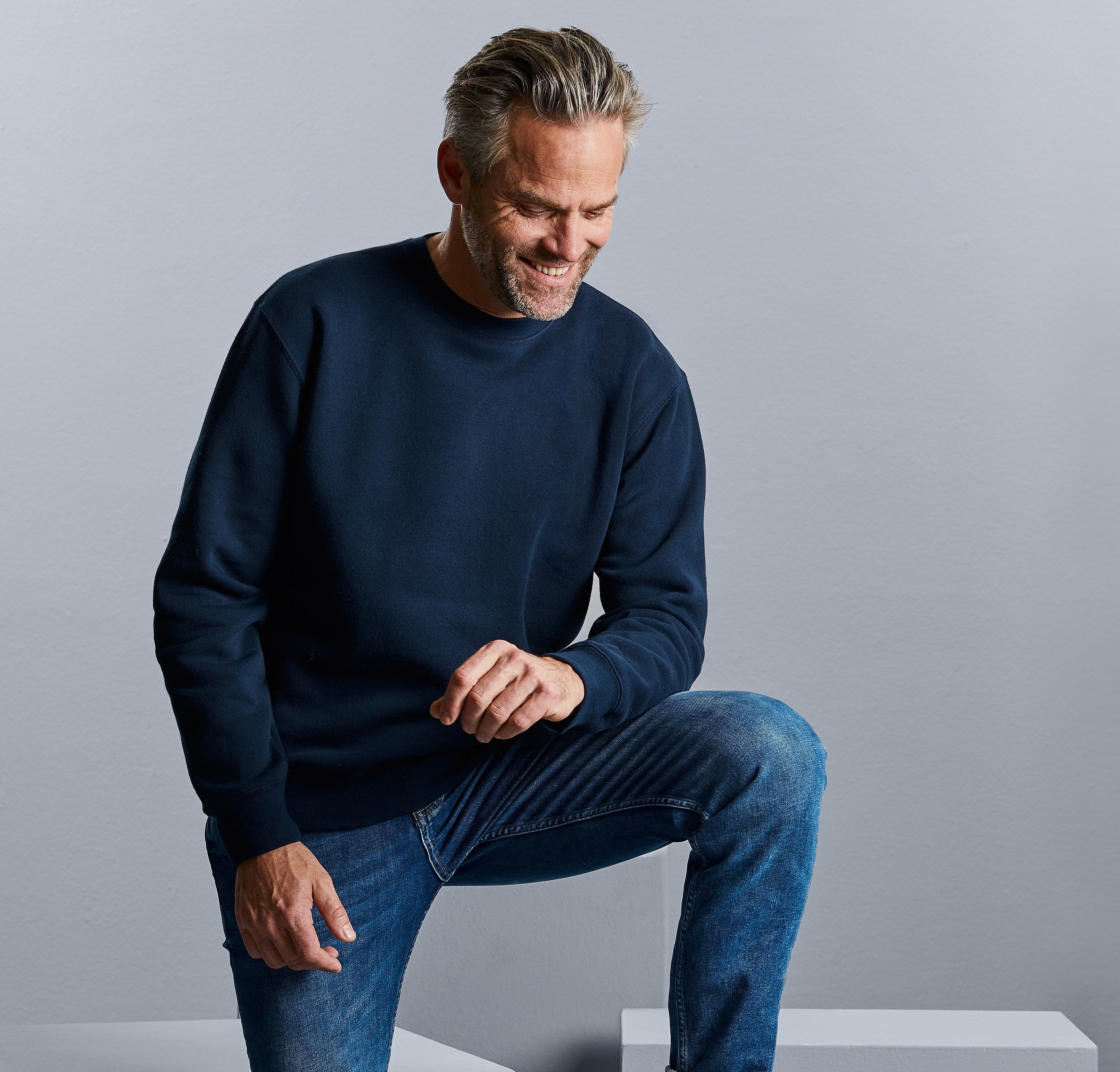 Sweatshirt with set in sleeves | LIGHT OXFORD