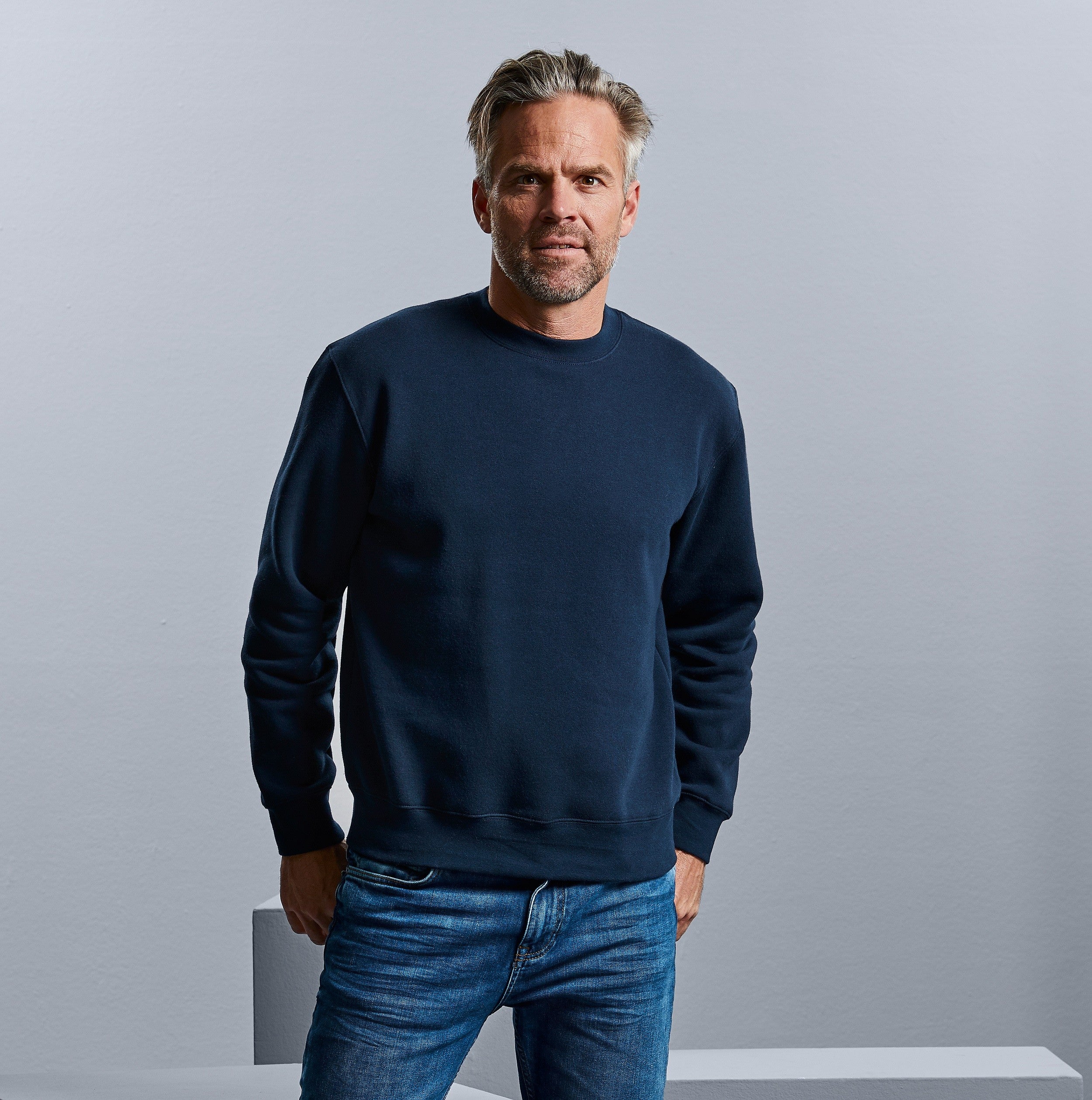 Sweatshirt with set in sleeves | LIGHT OXFORD