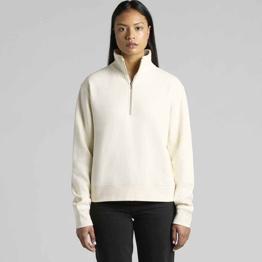 Womens Stencil Half Zip Crew | ECRU