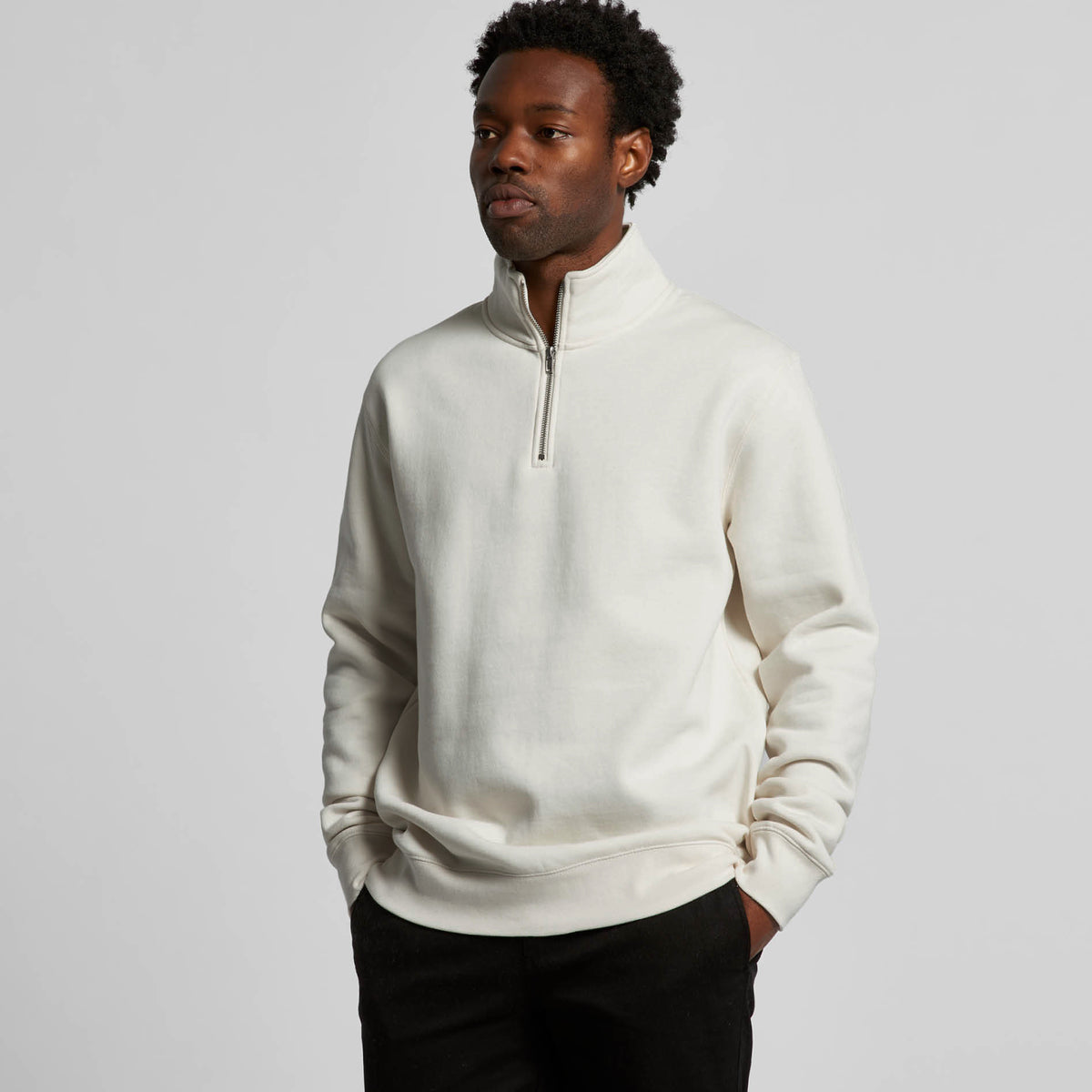 Stencil Half Zip Crew | ECRU