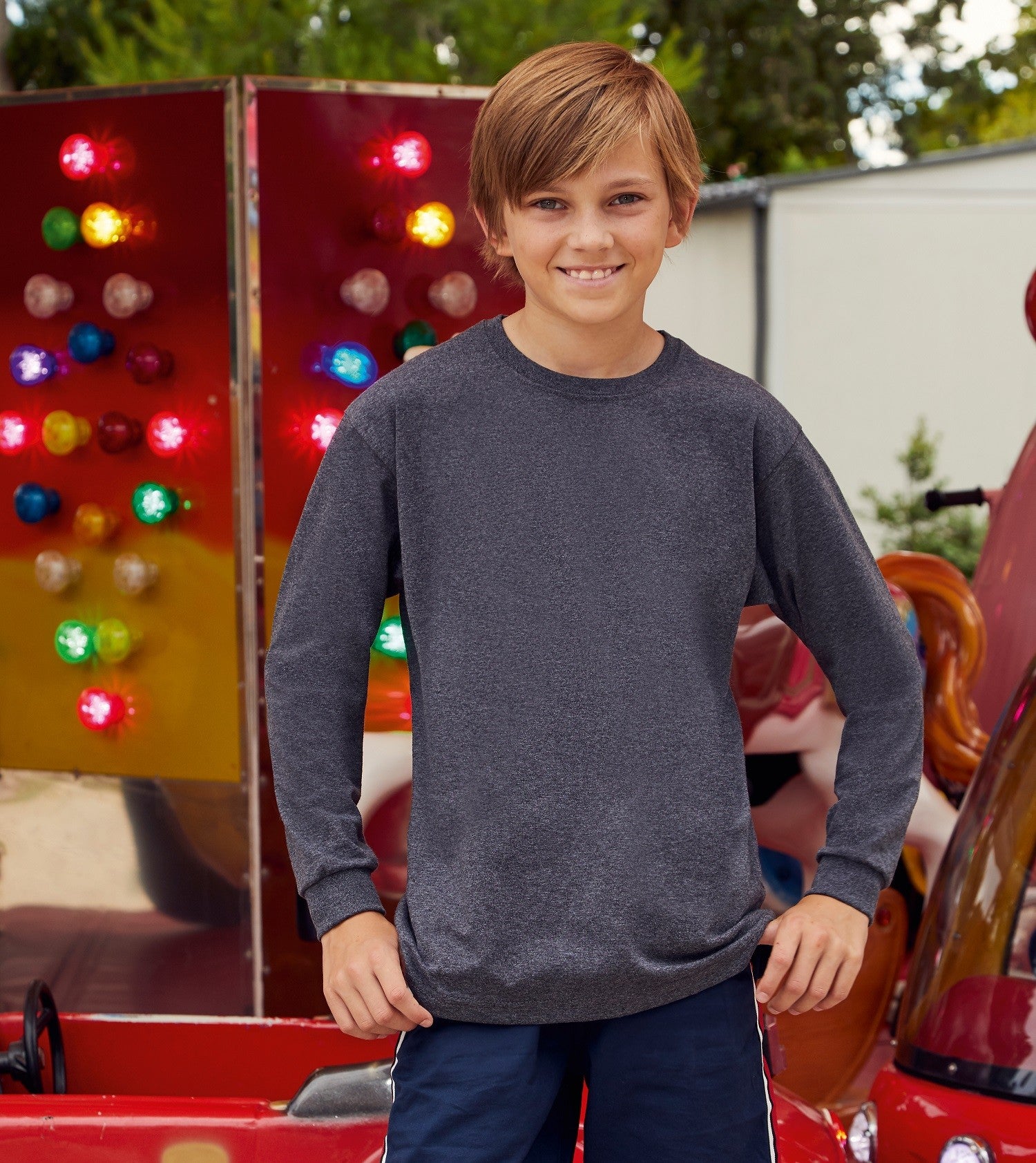 Kids Long Sleeve Valueweight T | DARK HEATHER GREY