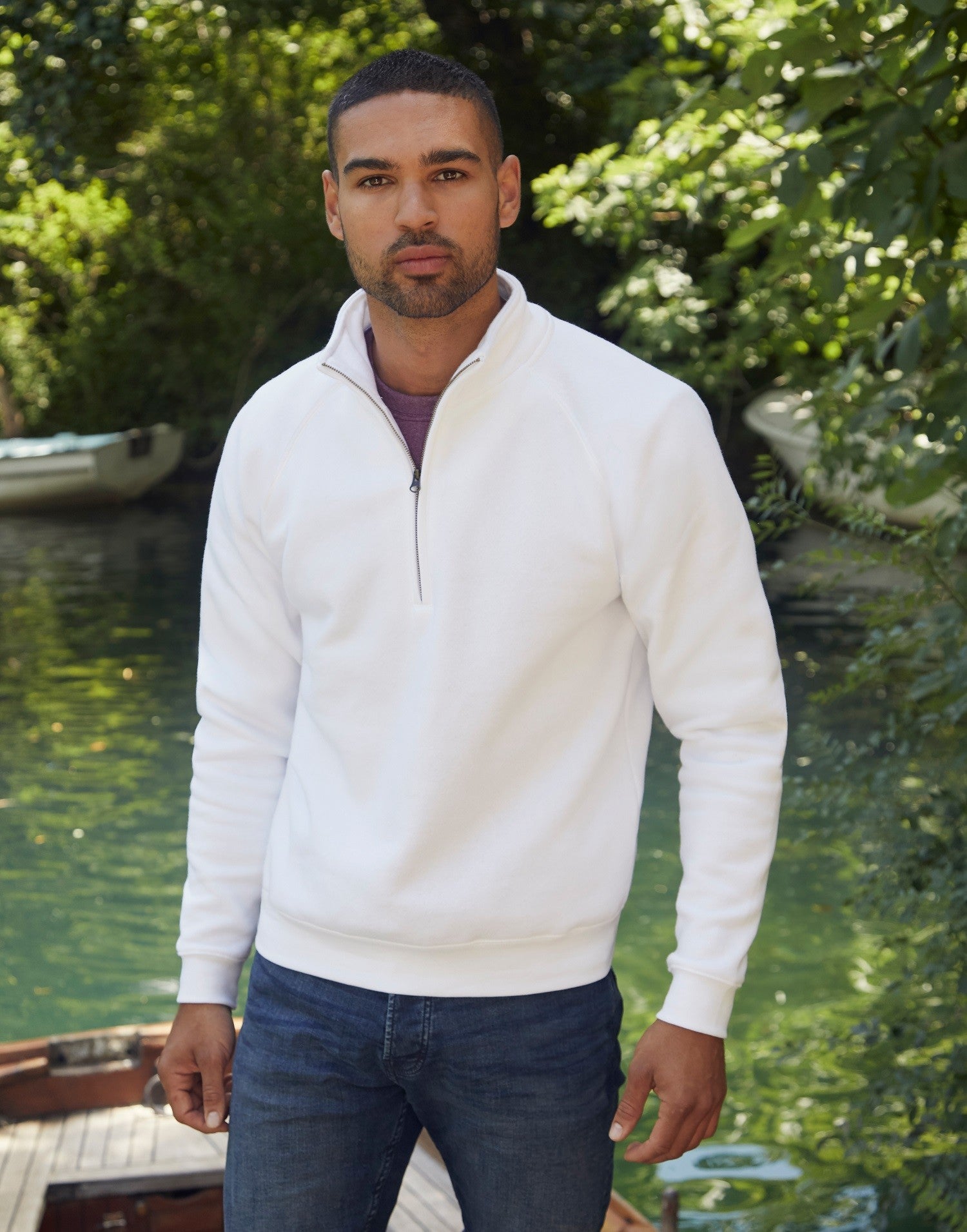 Premium Zip Neck Sweat | BLACK