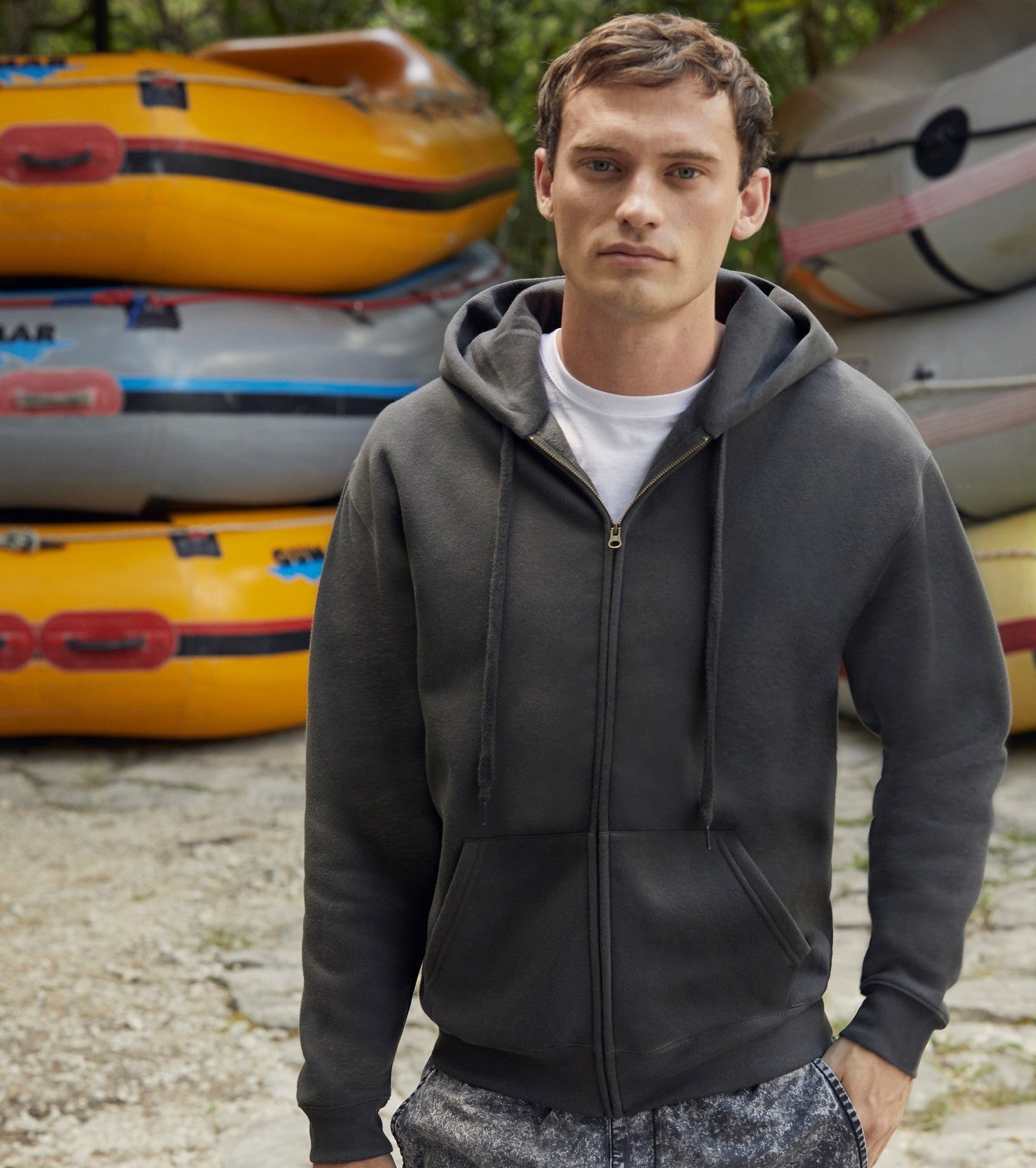 Premium 70/30 Hooded Sweat Jacket | BLACK