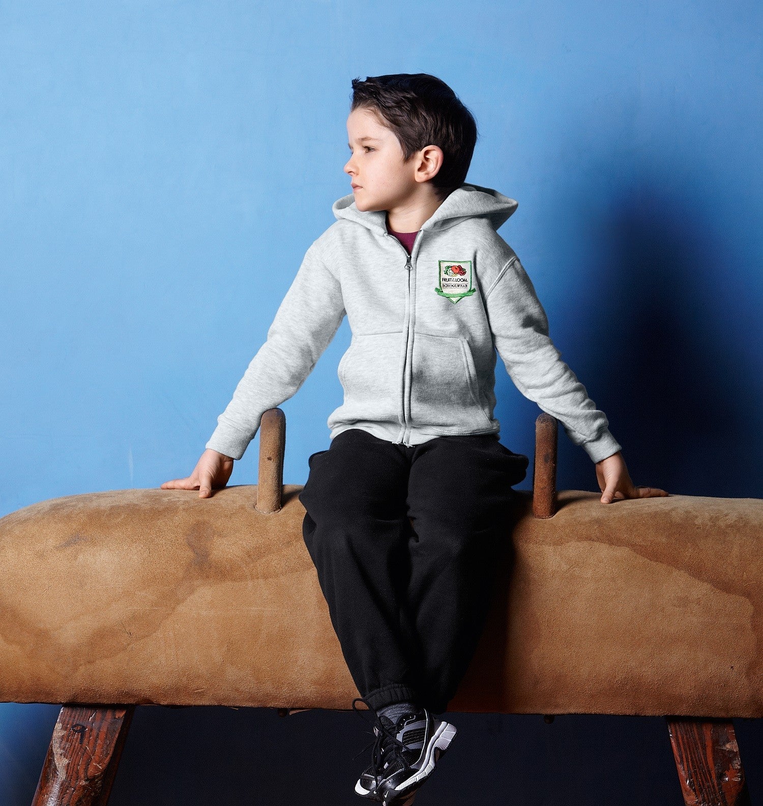 Kids Zip Through Hooded Sweat | HEATHER GREY