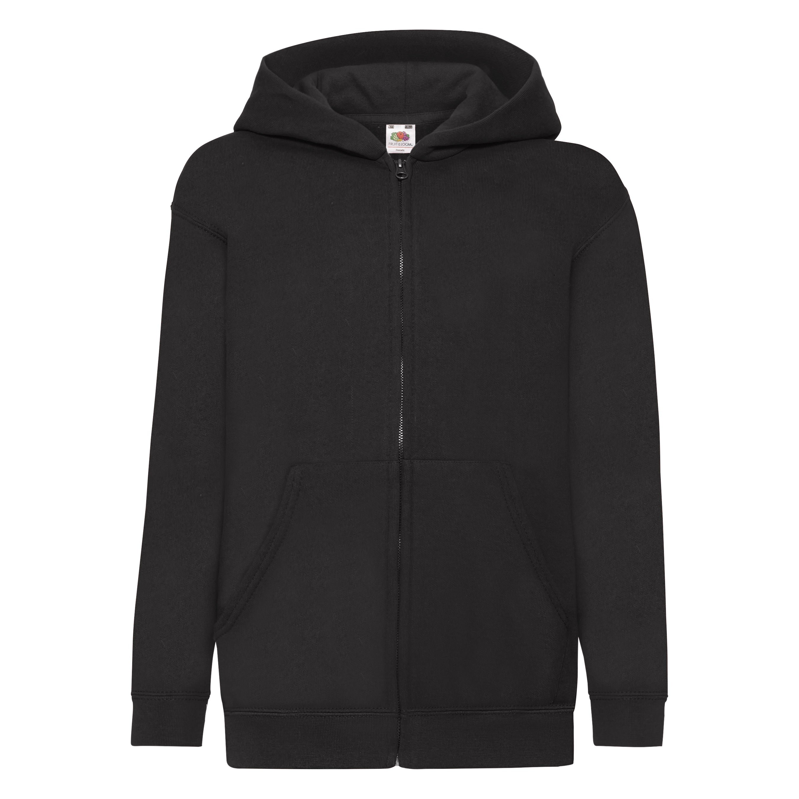Kids Zip Through Hooded Sweat | BLACK