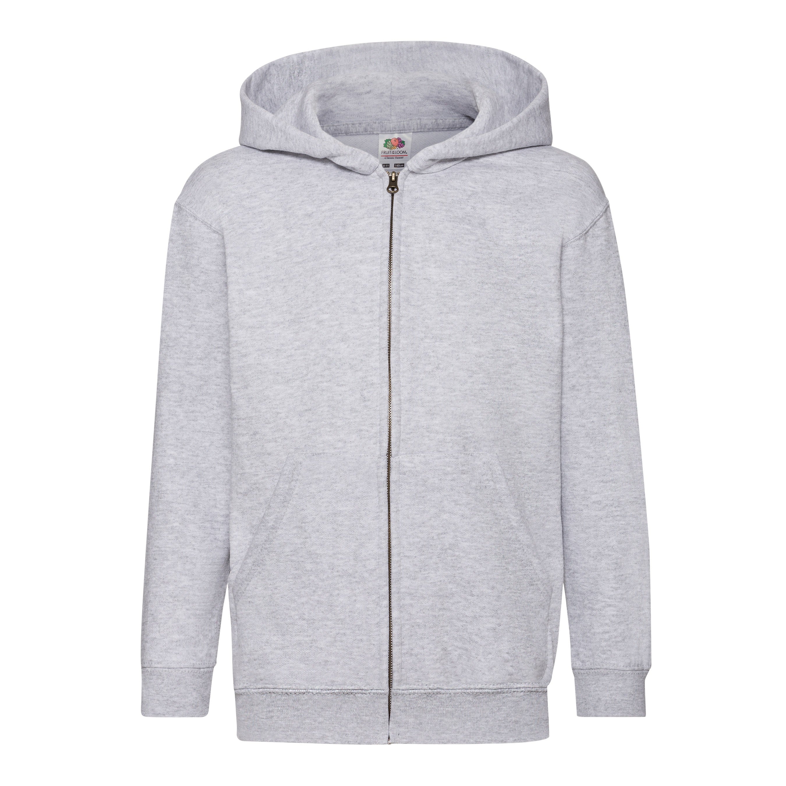 Kids Zip Through Hooded Sweat | HEATHER GREY