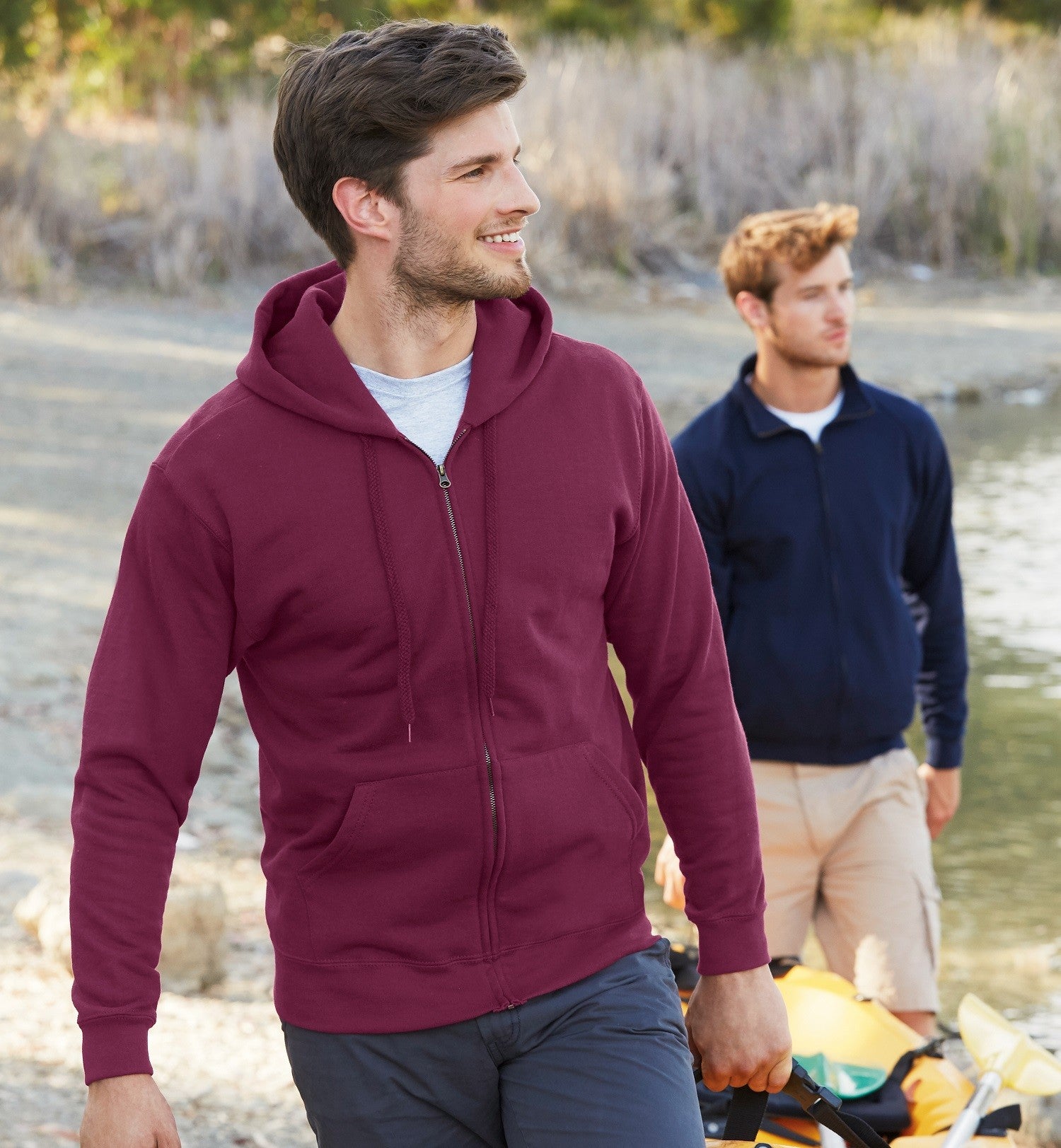 Zip Through Hooded Sweat | BURGUNDY