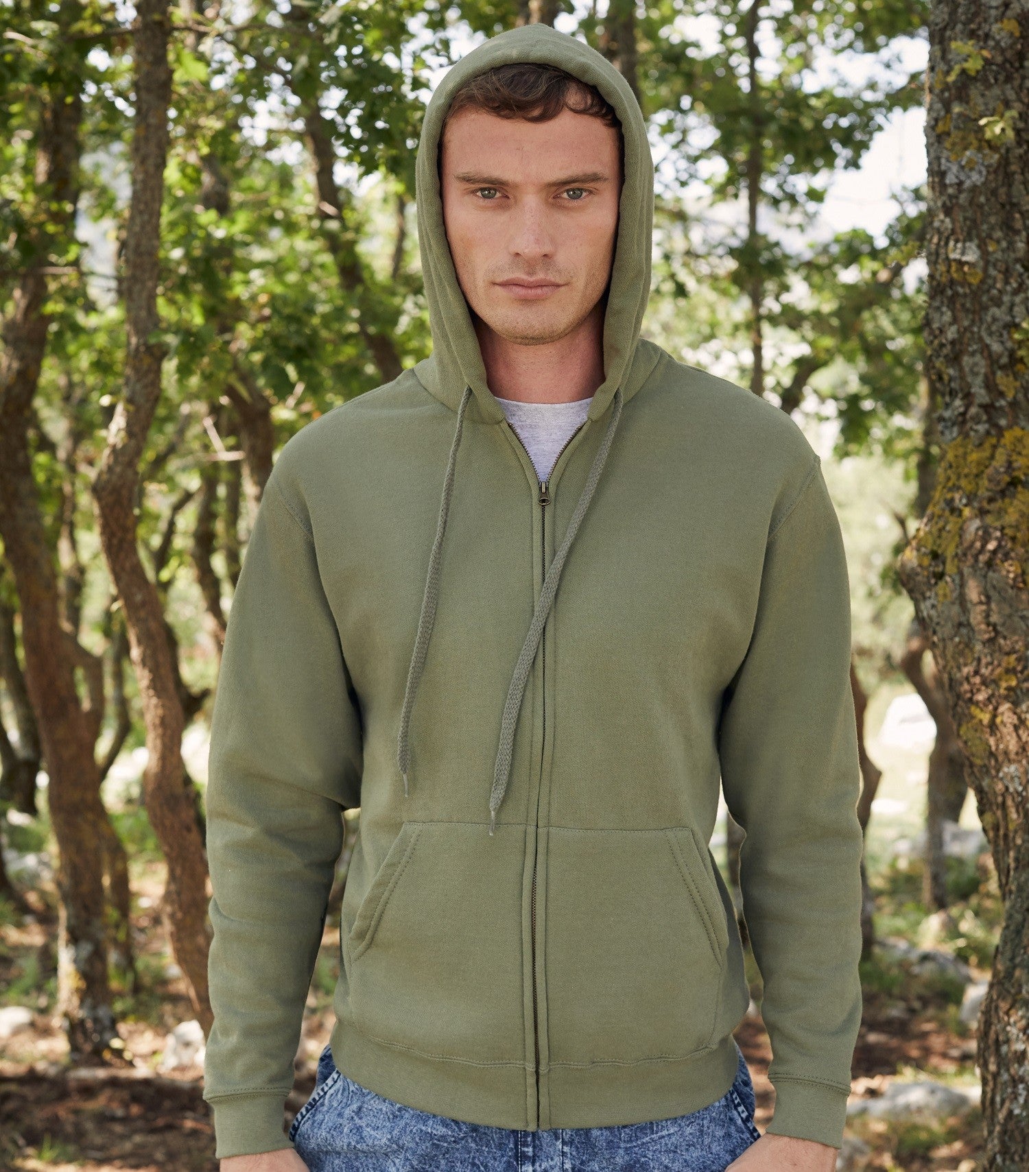 Zip Through Hooded Sweat | BURGUNDY