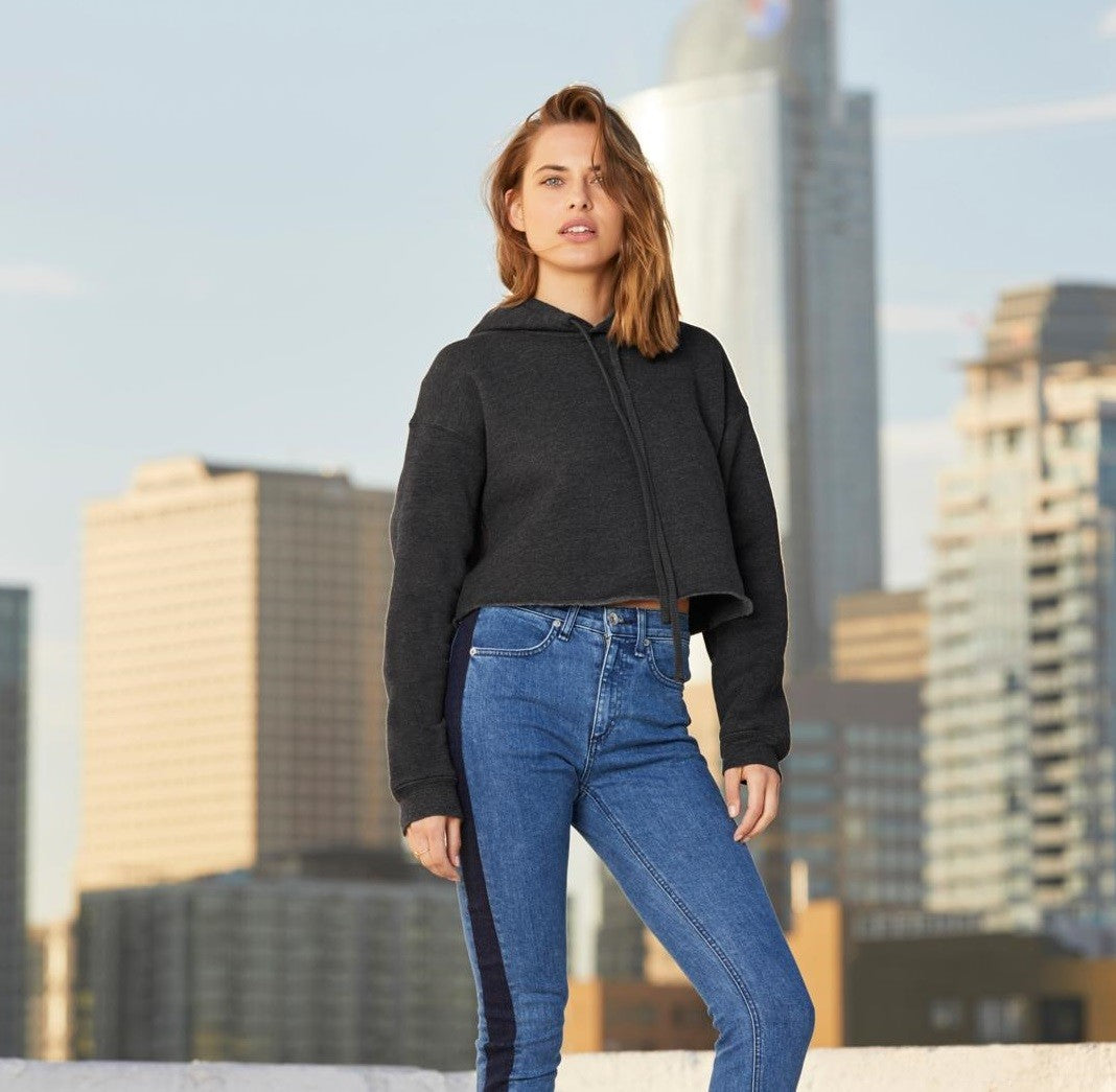 Women's Cropped Fleece Hoodie | HEATHER DUST