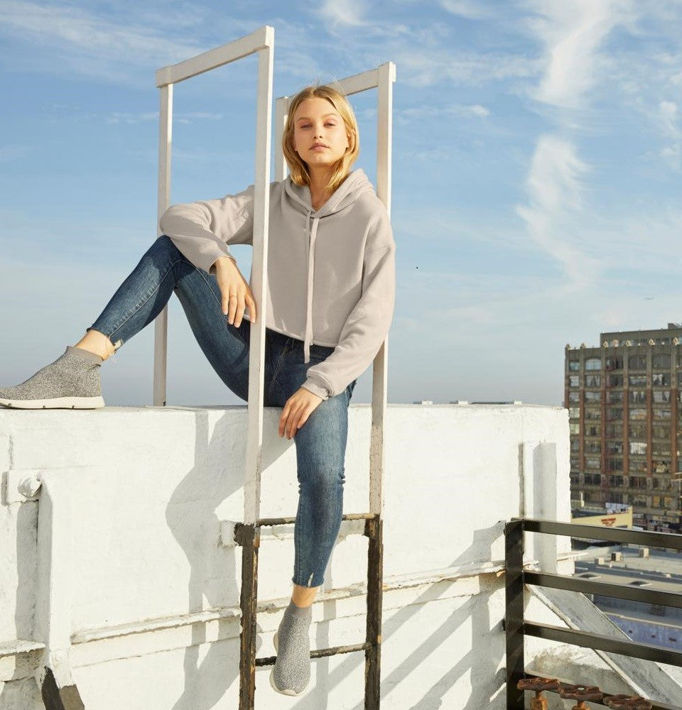 Women's Cropped Fleece Hoodie | HEATHER DUST